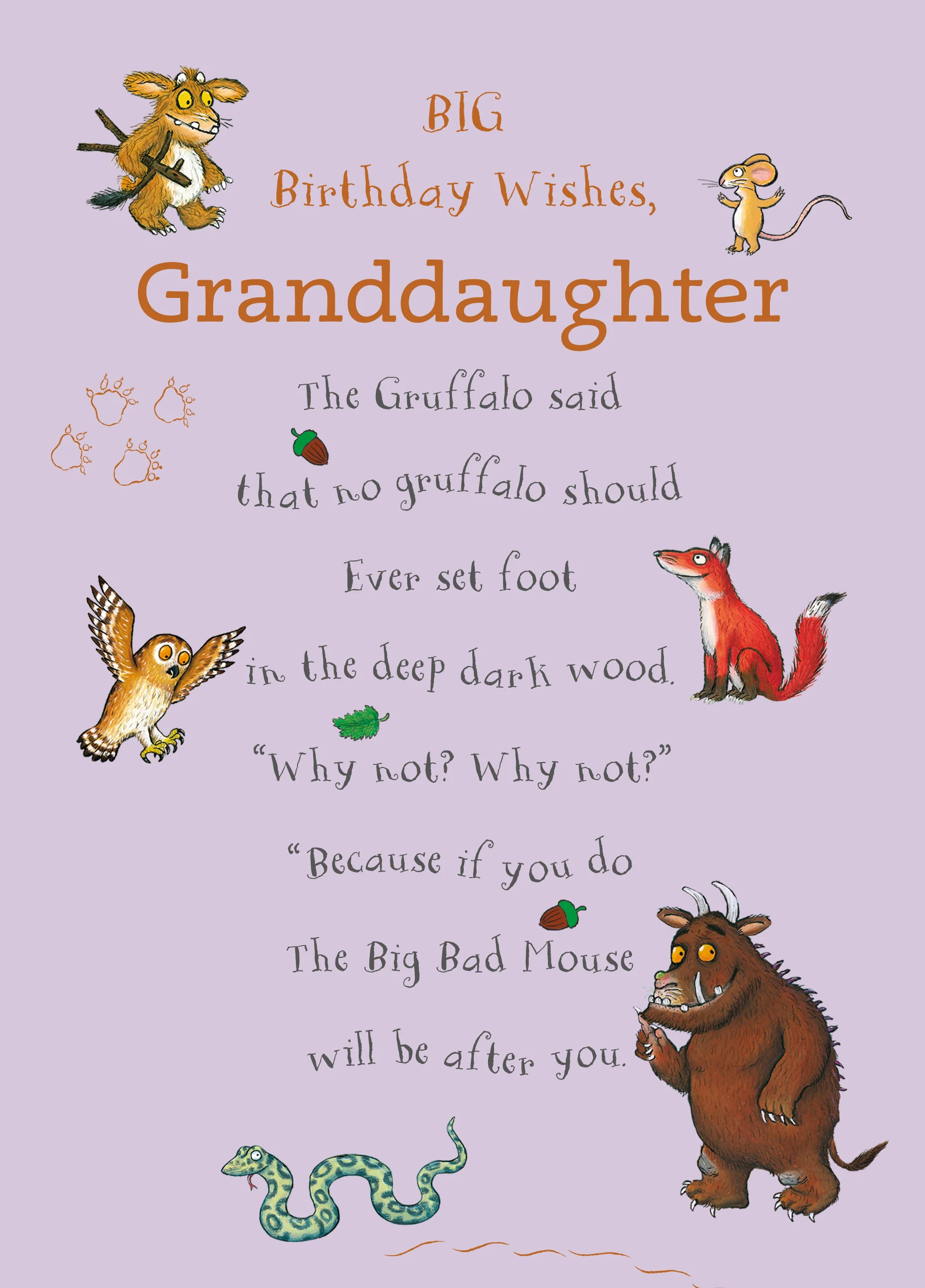 Personalised The Gruffalo Birthday Card for Granddaughter