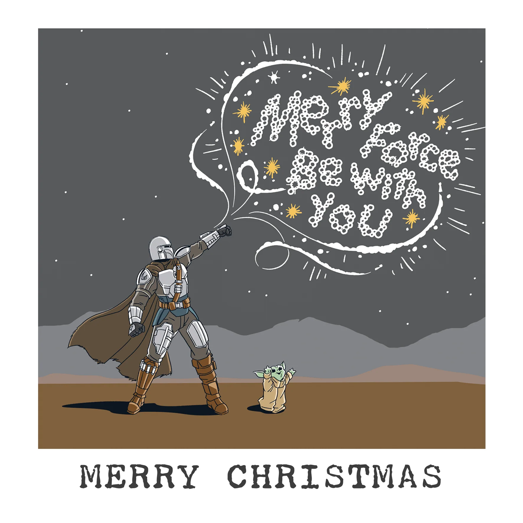 Personalised The Mandalorian™ & Grogu™ Fireworks Christmas Card