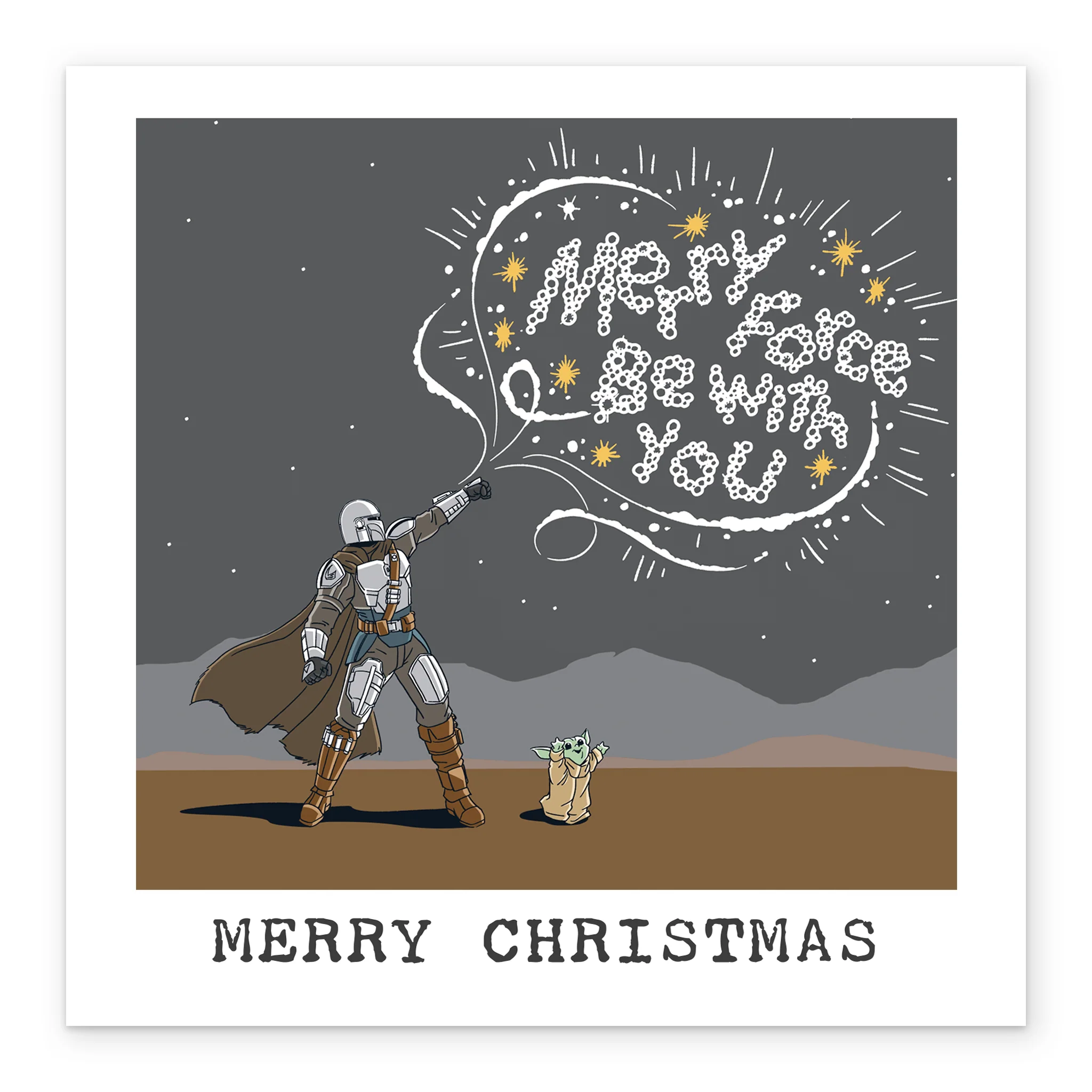 Personalised The Mandalorian™ & Grogu™ Fireworks Christmas Card - Image 2