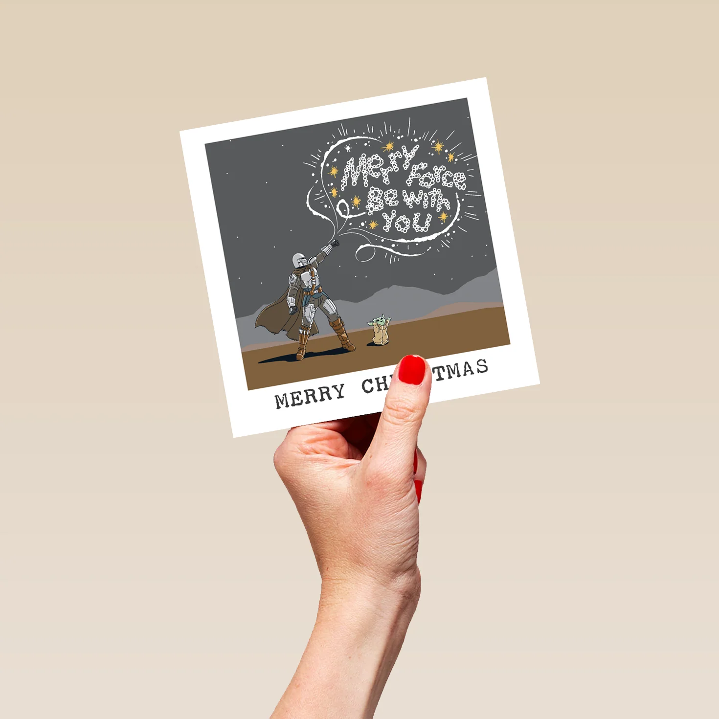 Personalised The Mandalorian™ & Grogu™ Fireworks Christmas Card - Image 5