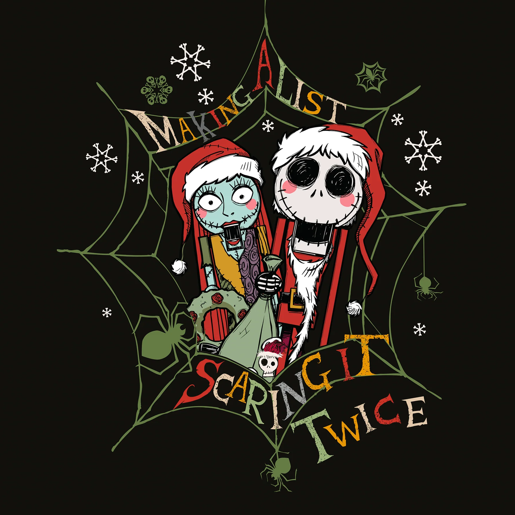 Personalised The Nightmare Before Christmas Jack & Sally Nutcracker Dolls Christmas Card