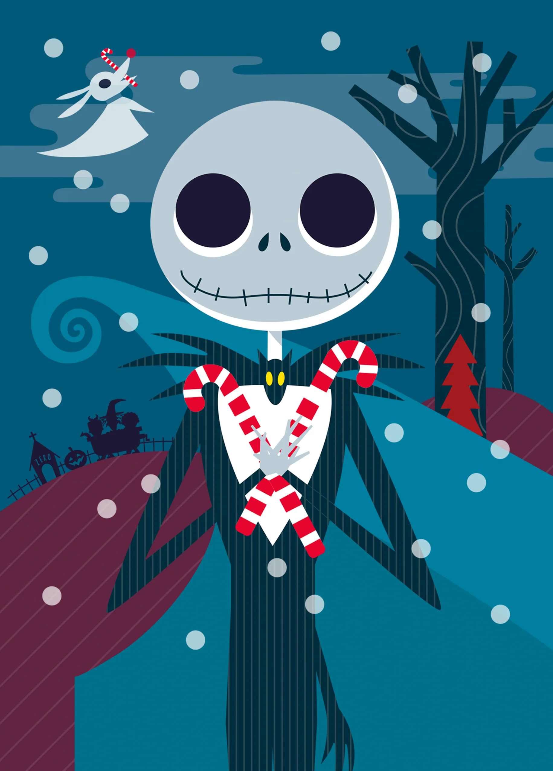Personalised The Nightmare Before Christmas Jack Skellington with Candy Canes Christmas Card