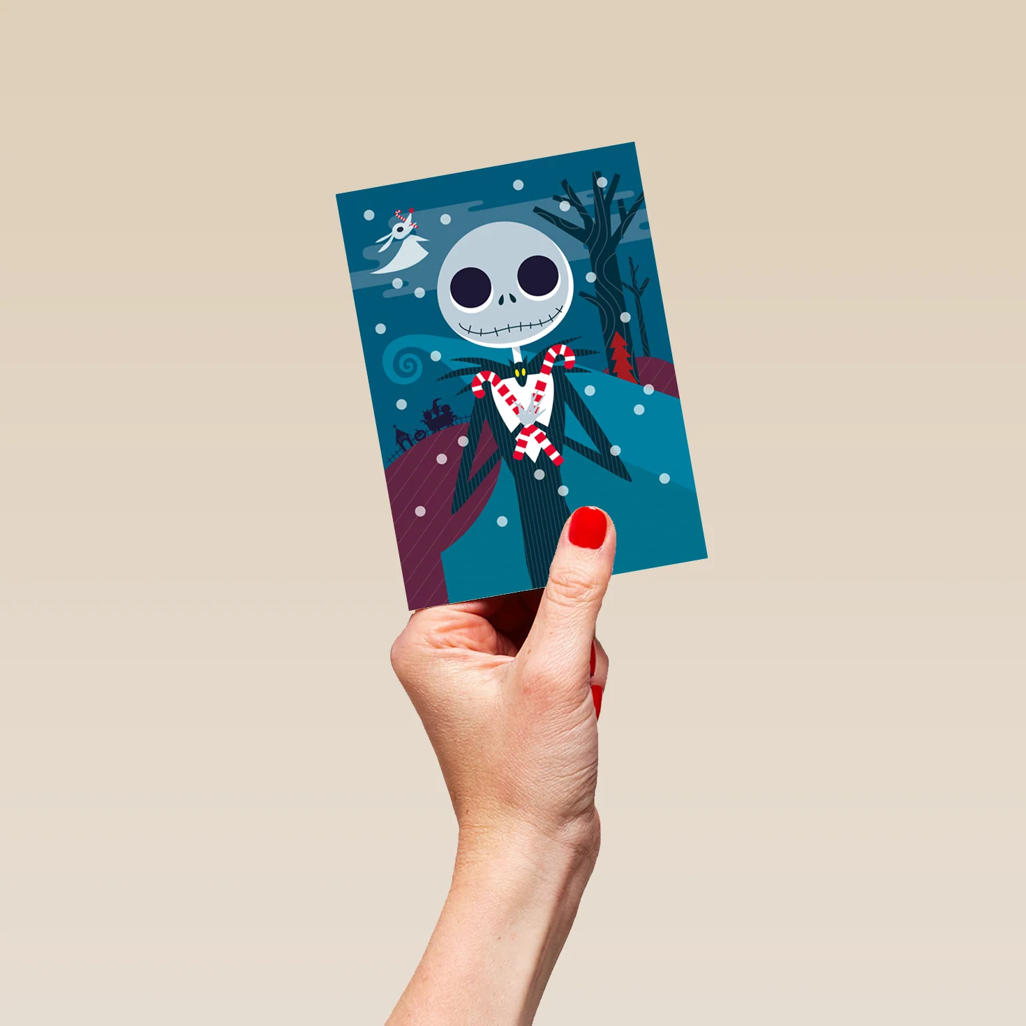 Personalised The Nightmare Before Christmas Jack Skellington with Candy Canes Christmas Card - Image 4