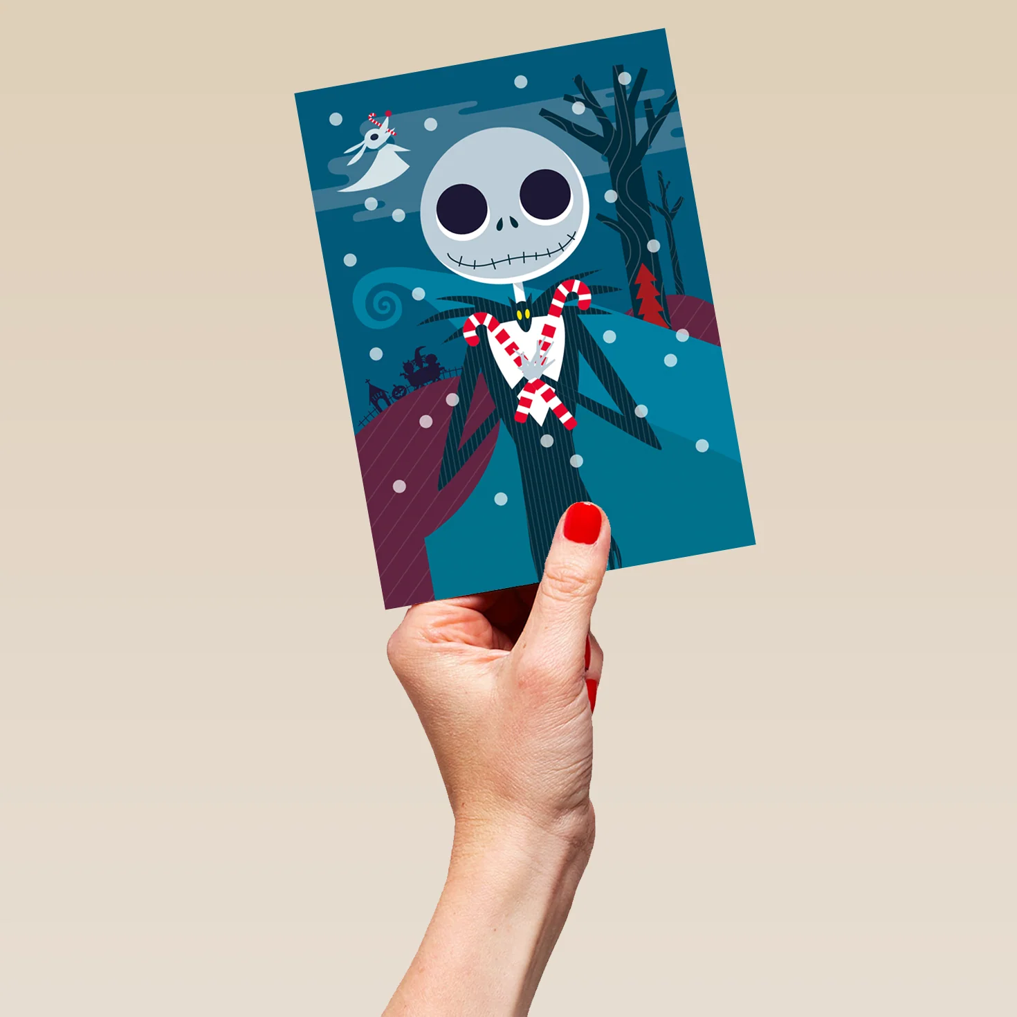 Personalised The Nightmare Before Christmas Jack Skellington with Candy Canes Christmas Card - Image 5
