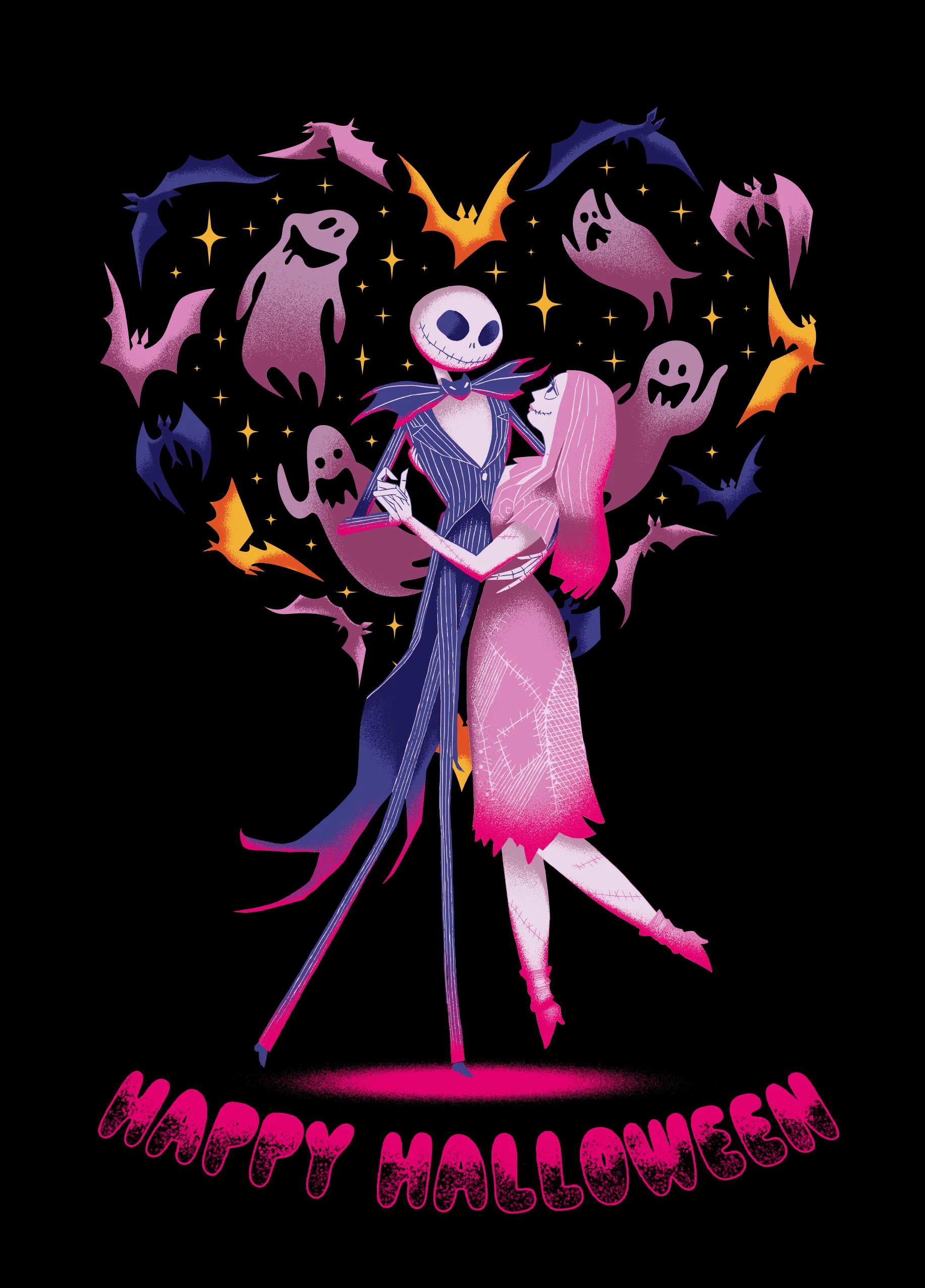 Personalised The Nightmare Before Christmas & Spooky Heart Halloween Card