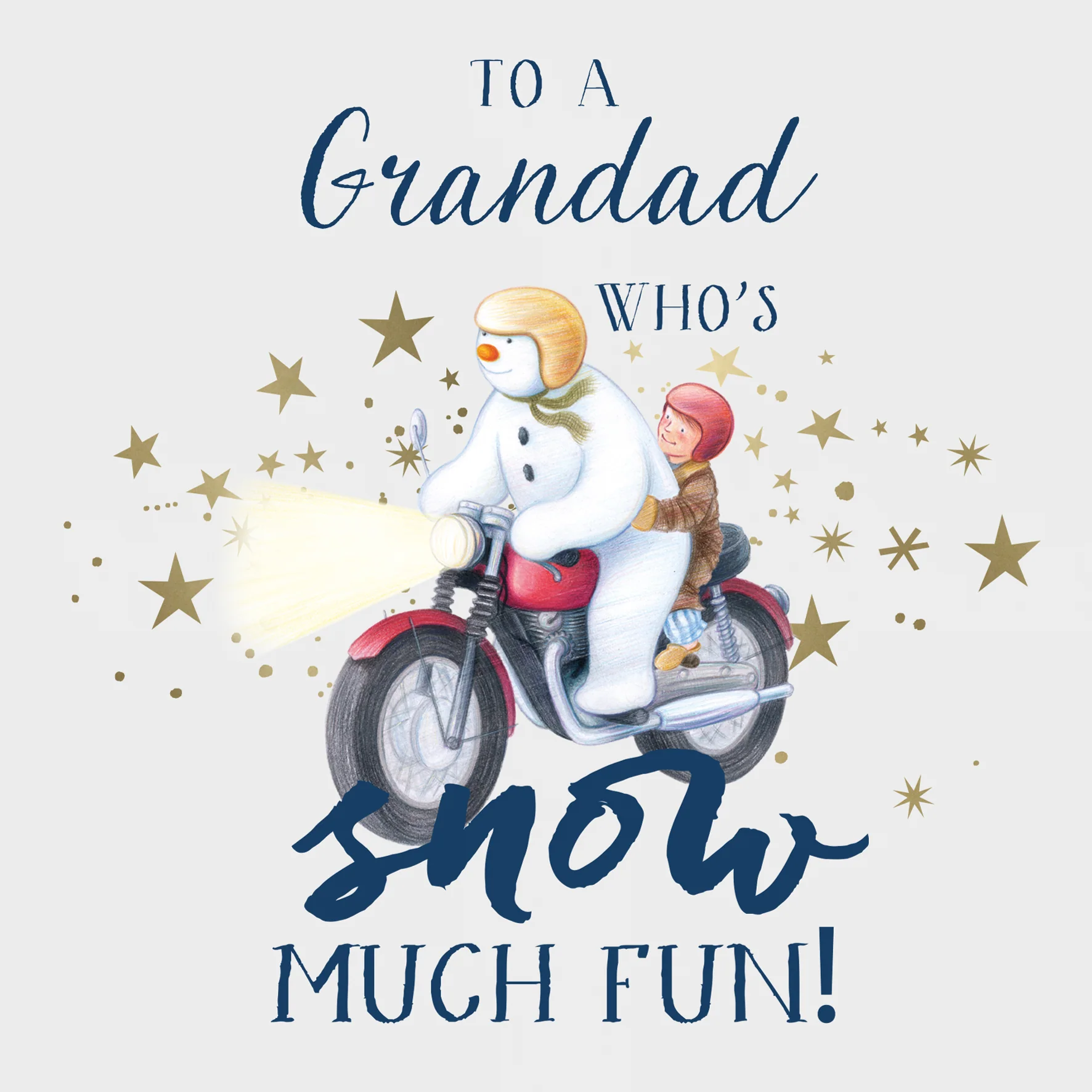 Personalised The Snowman™ Motorbike Christmas Card For Grandad