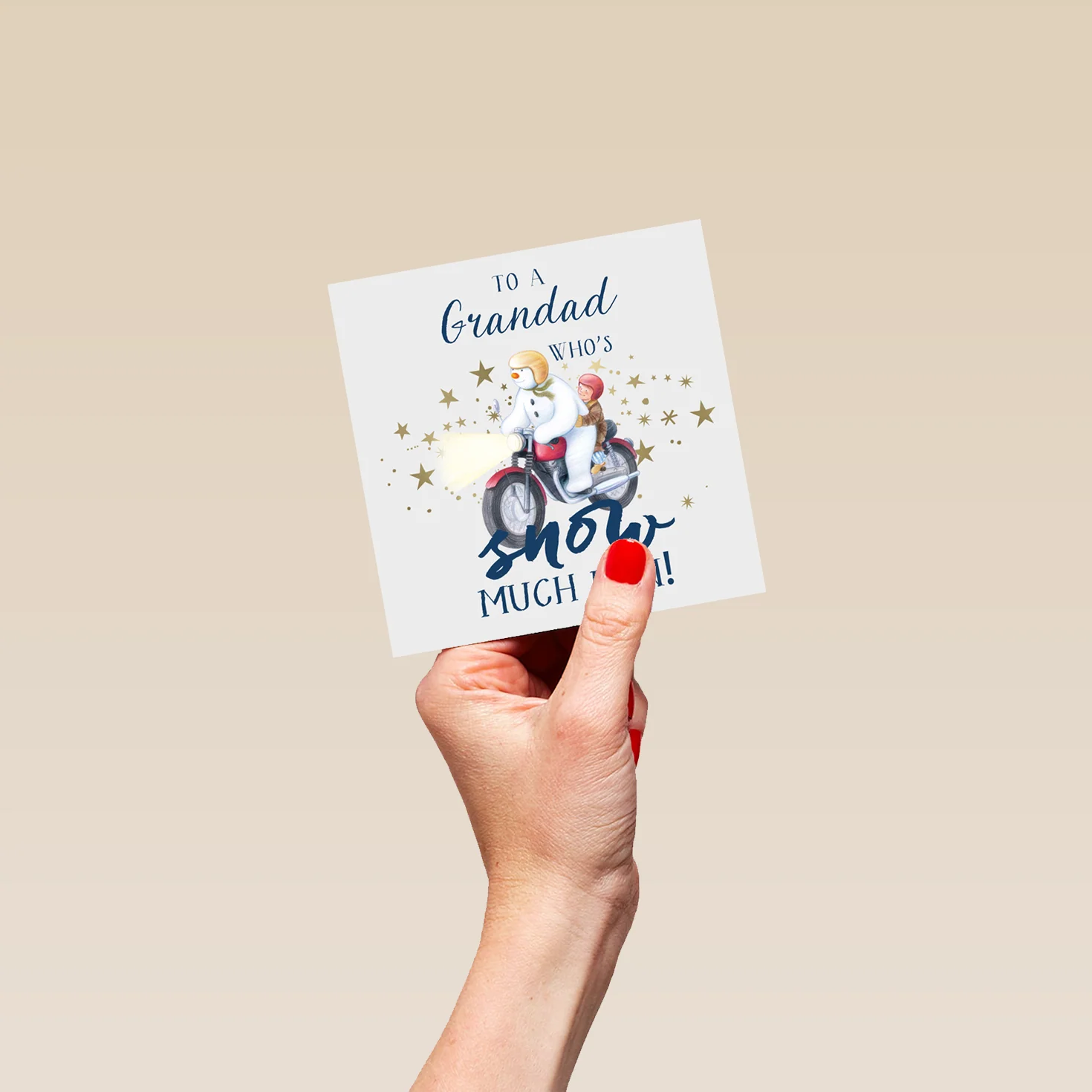 Personalised The Snowman™ Motorbike Christmas Card For Grandad - Image 4