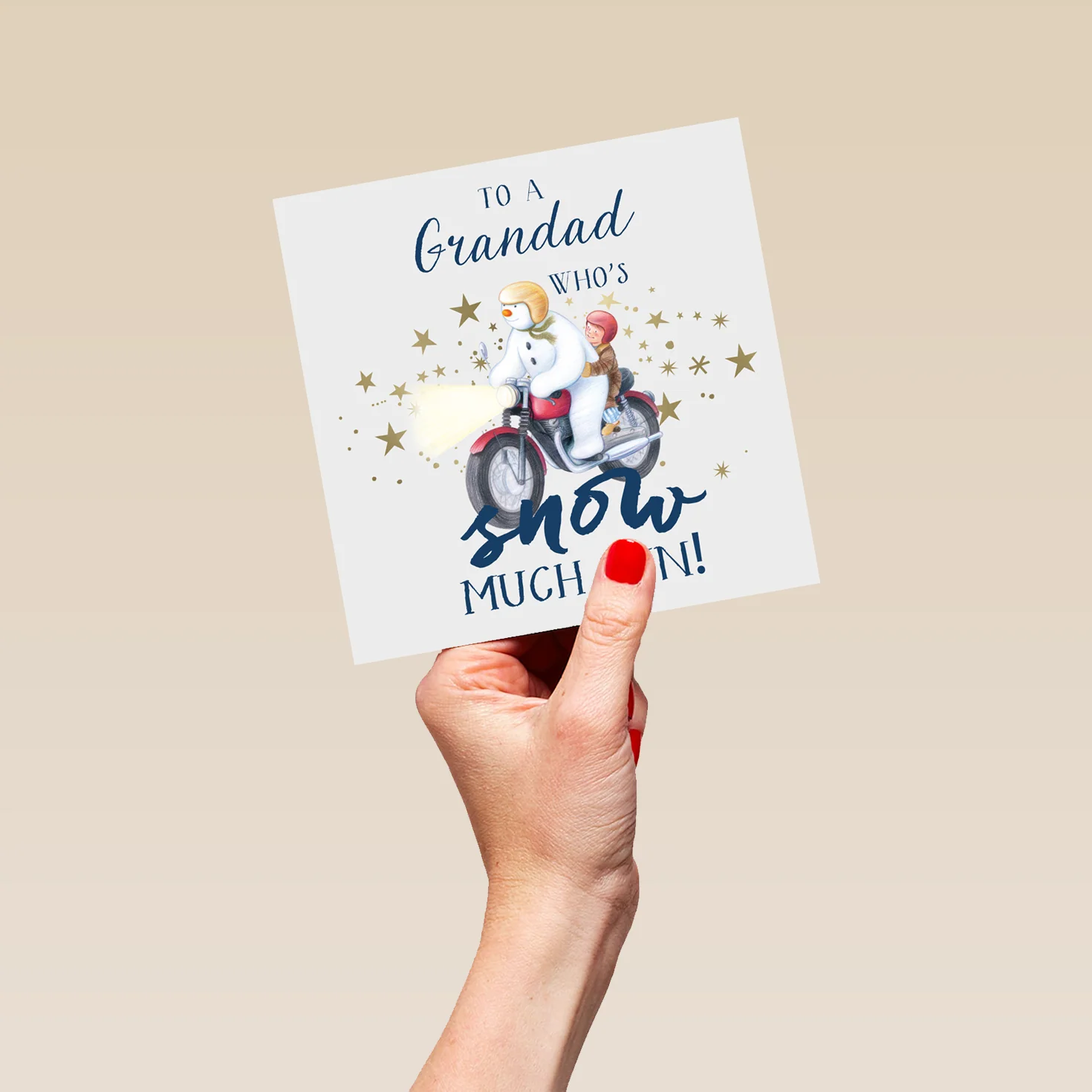 Personalised The Snowman™ Motorbike Christmas Card For Grandad - Image 5