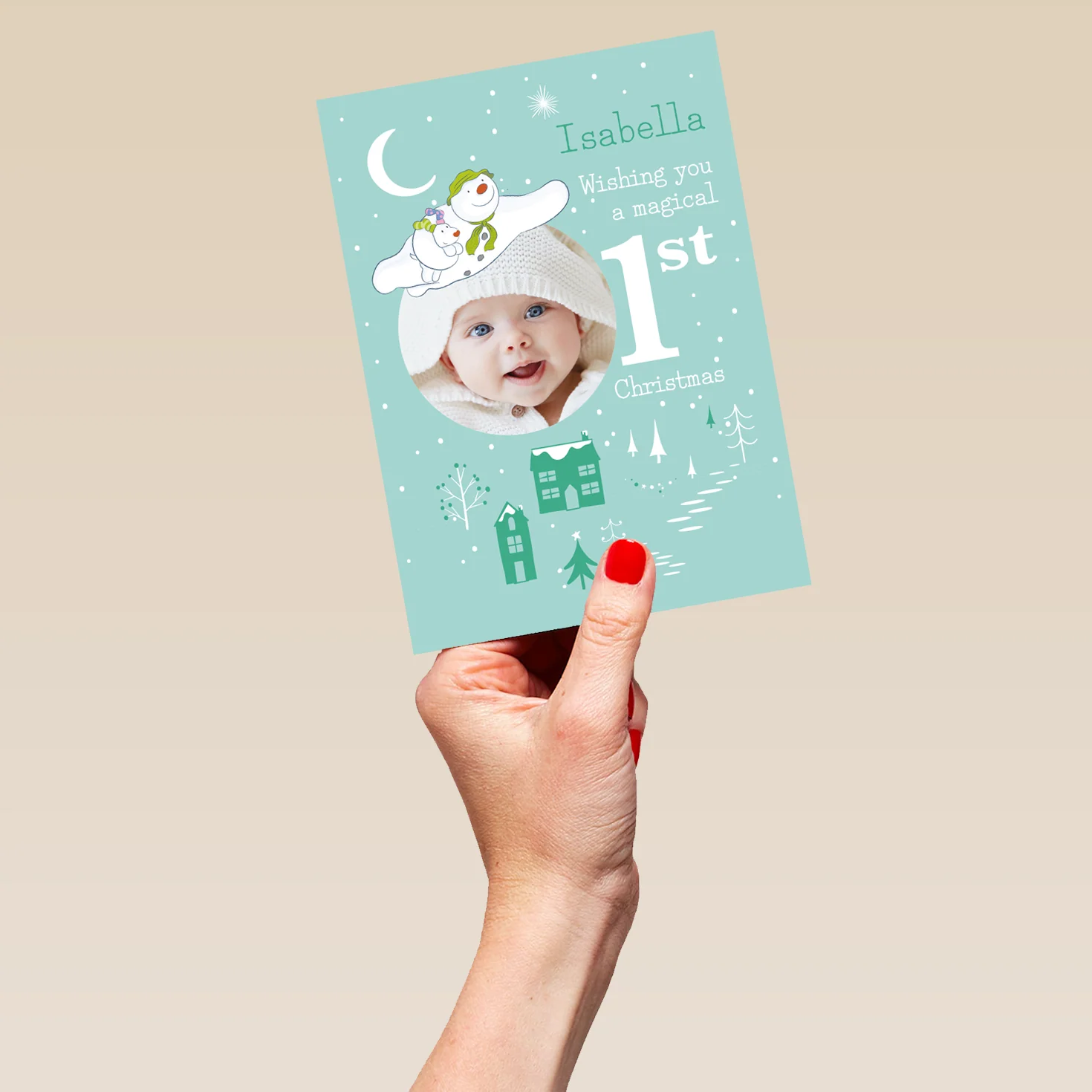 Personalised The Snowman™ Photo Upload 1st Christmas Card - Image 5