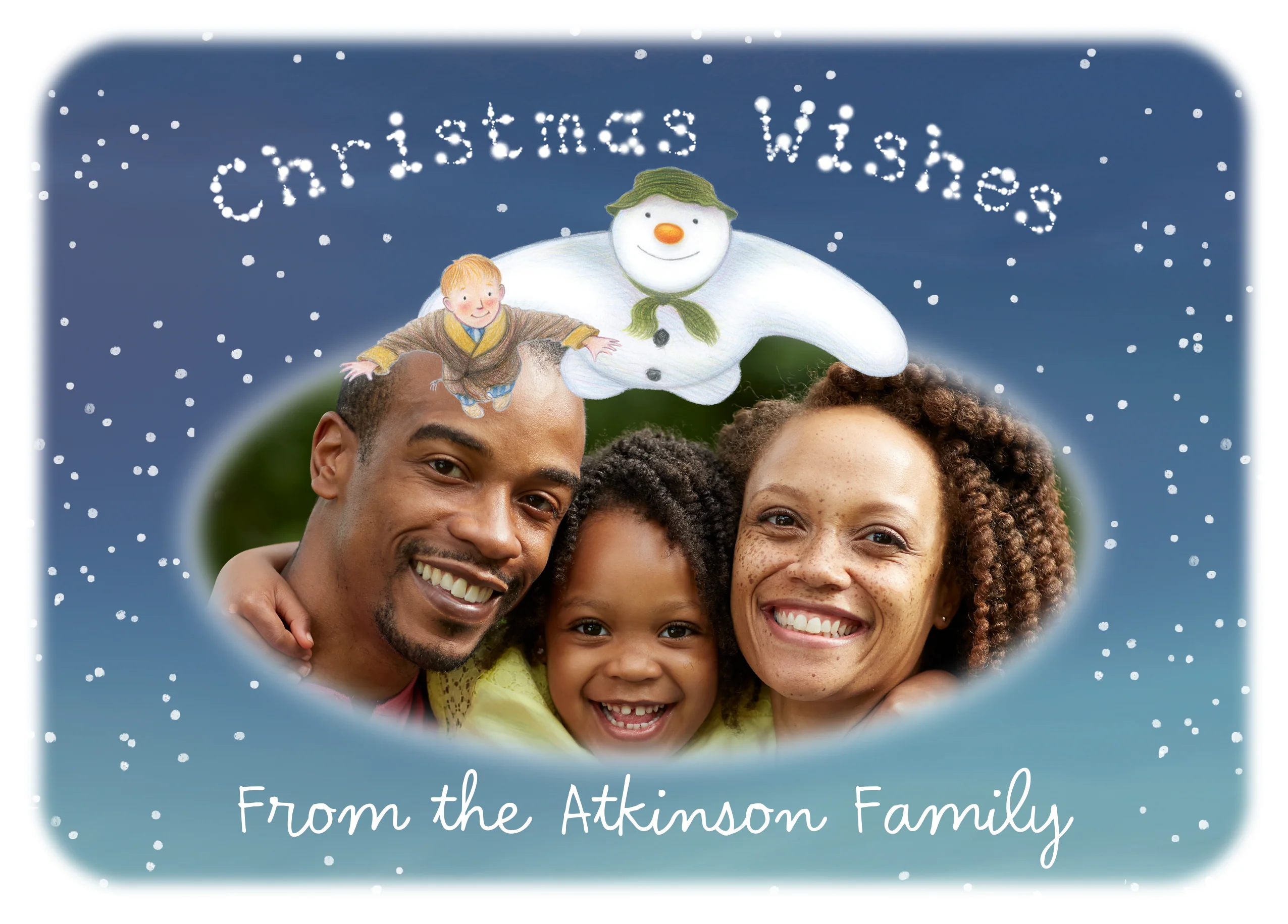 Personalised The Snowman™ Photo Upload Christmas Card From All Of Us