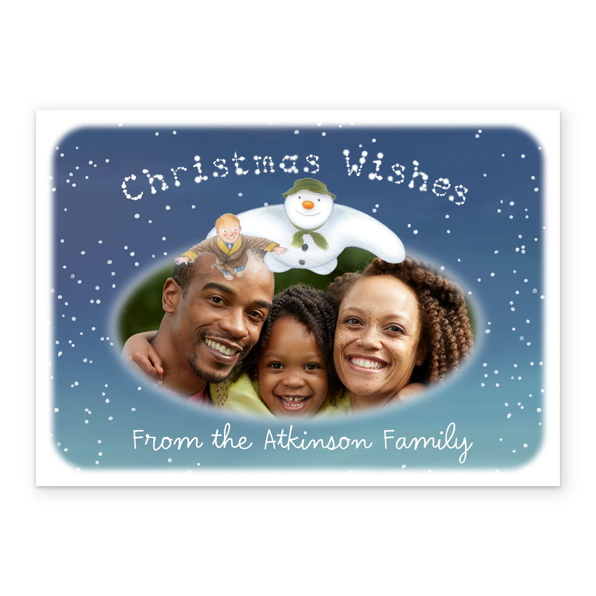 Personalised The Snowman™ Photo Upload Christmas Card From All Of Us - Image 2