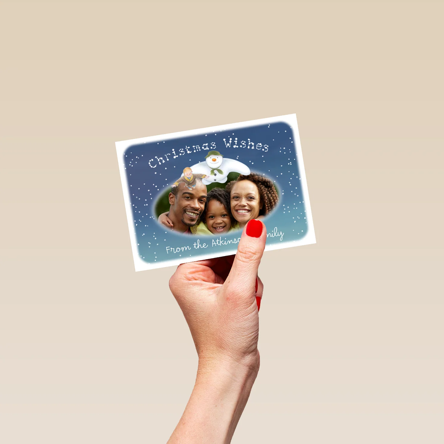 Personalised The Snowman™ Photo Upload Christmas Card From All Of Us - Image 4