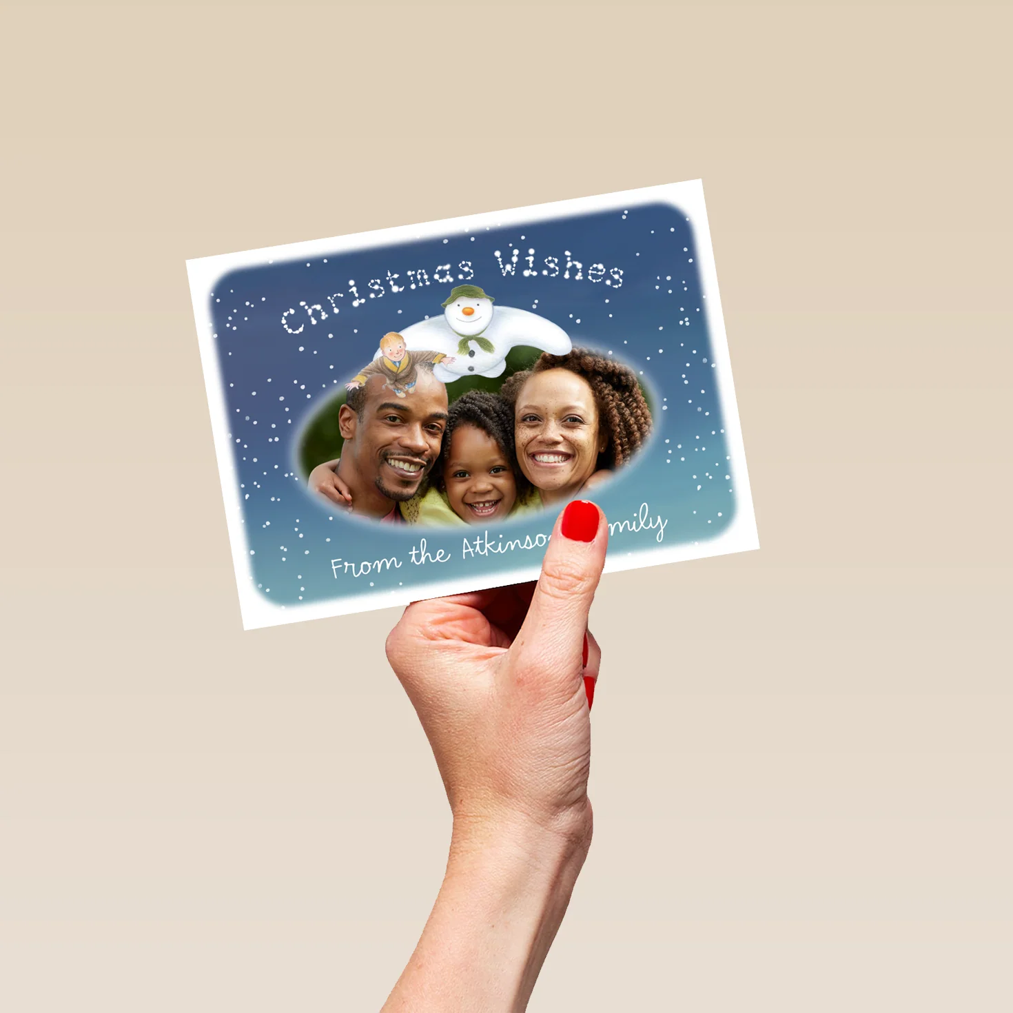 Personalised The Snowman™ Photo Upload Christmas Card From All Of Us - Image 5