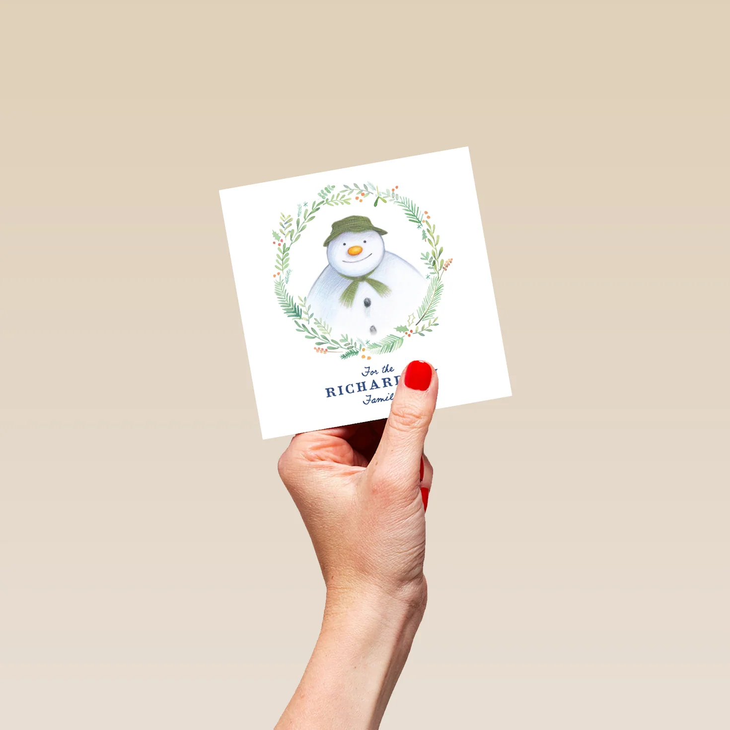 Personalised The Snowman™ Wreath Christmas Card For The Family - Image 4