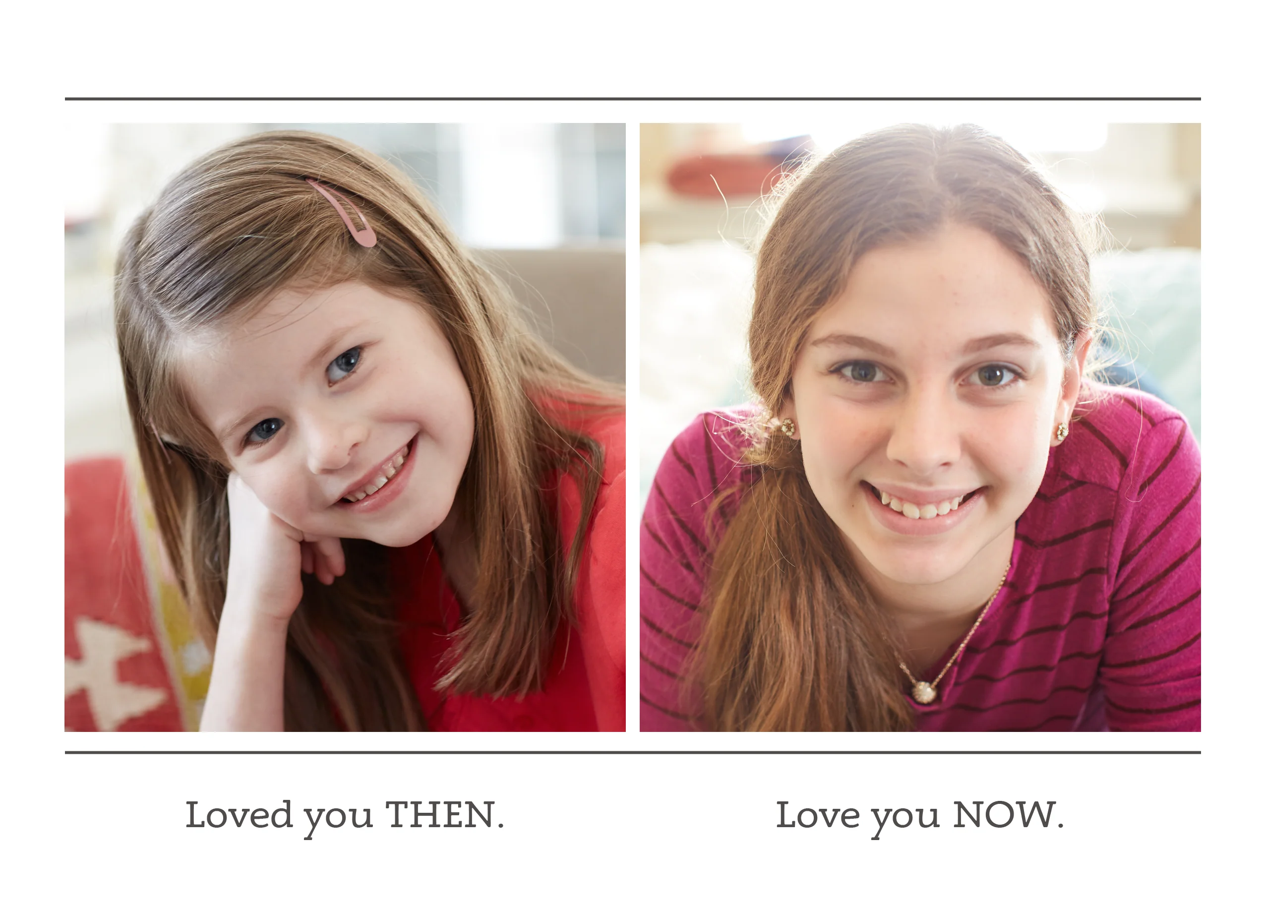 Personalised 'Then and Now' Daughter Photo Upload Card