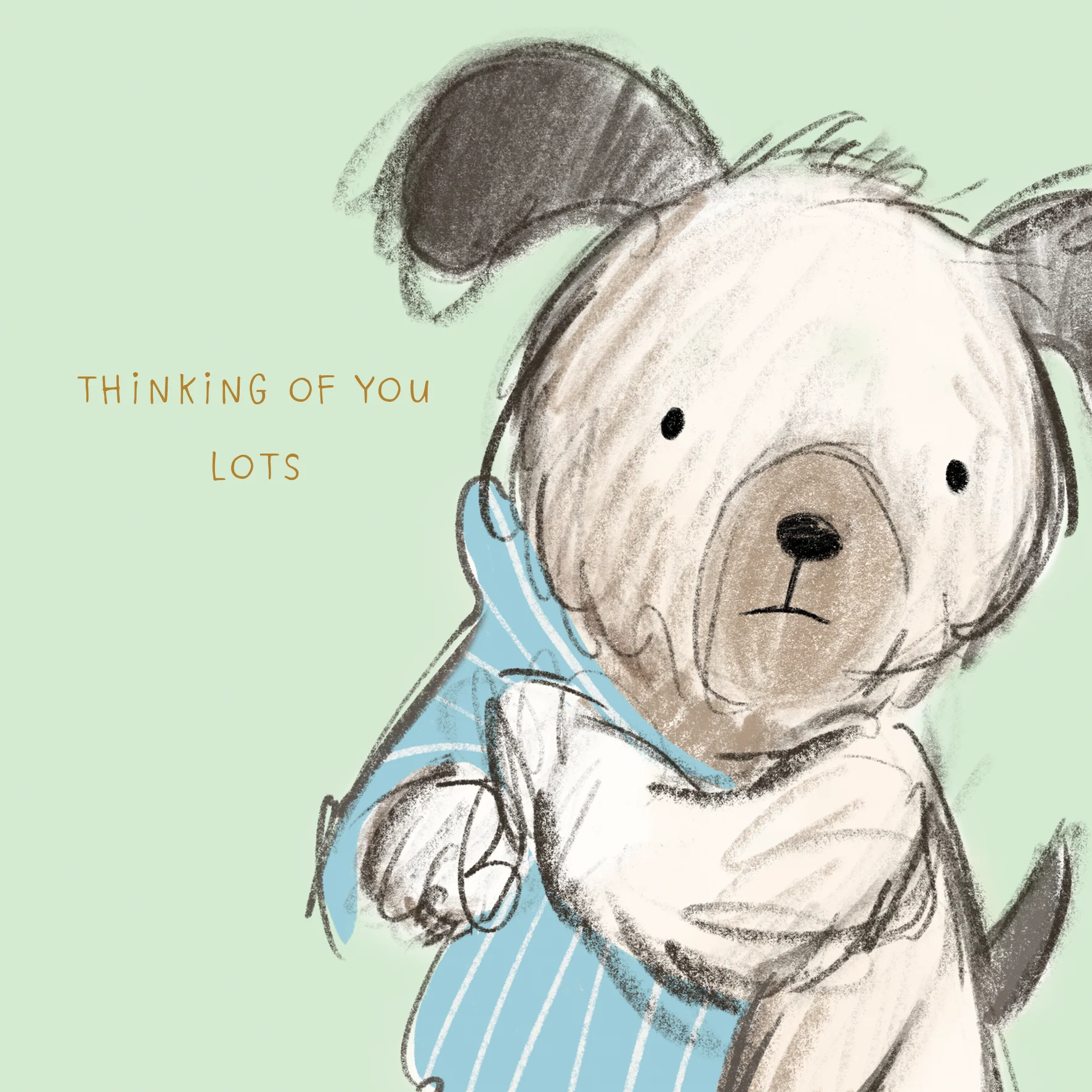 Personalised Thinking of You Card - Cute Illustrated Dog with Blanket Design