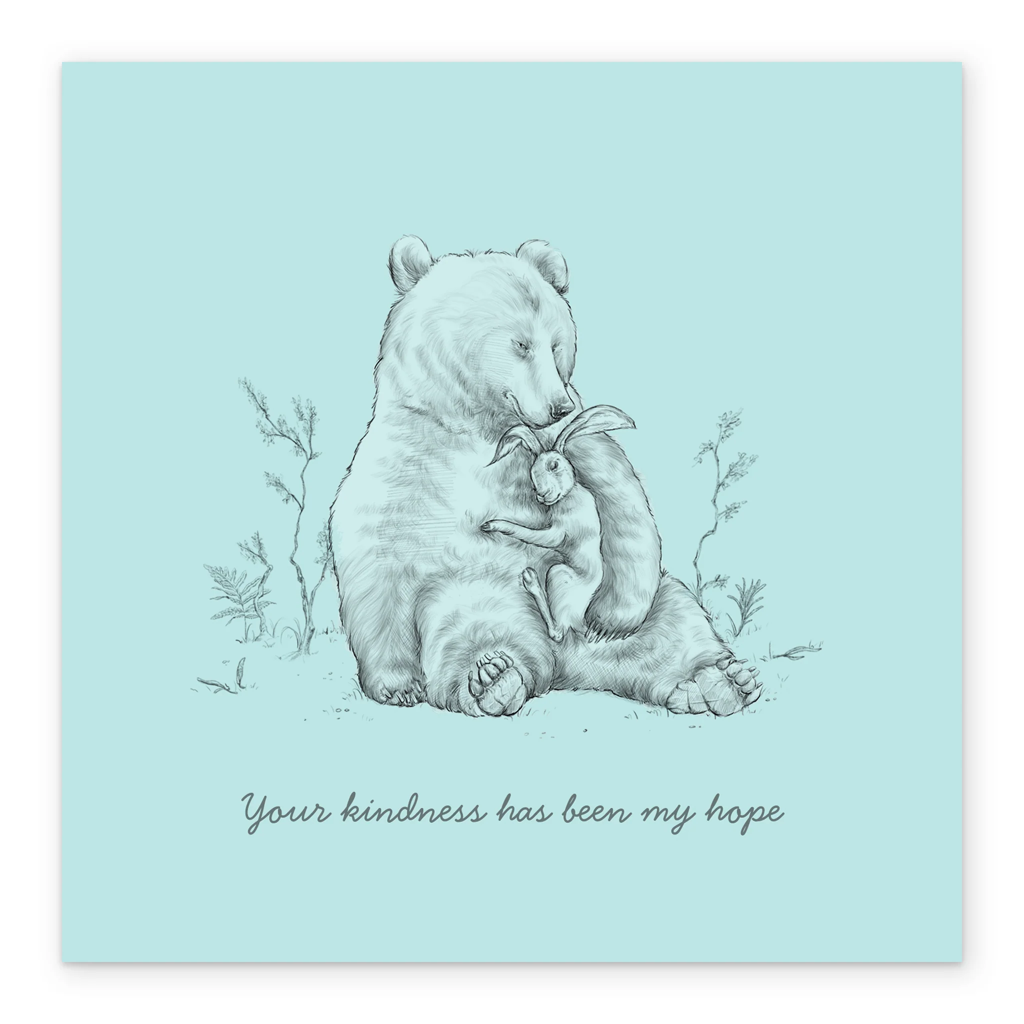 Personalised Thinking of You Card - INSPIRED Bear & Rabbit Design by Becky Johnston - Image 2