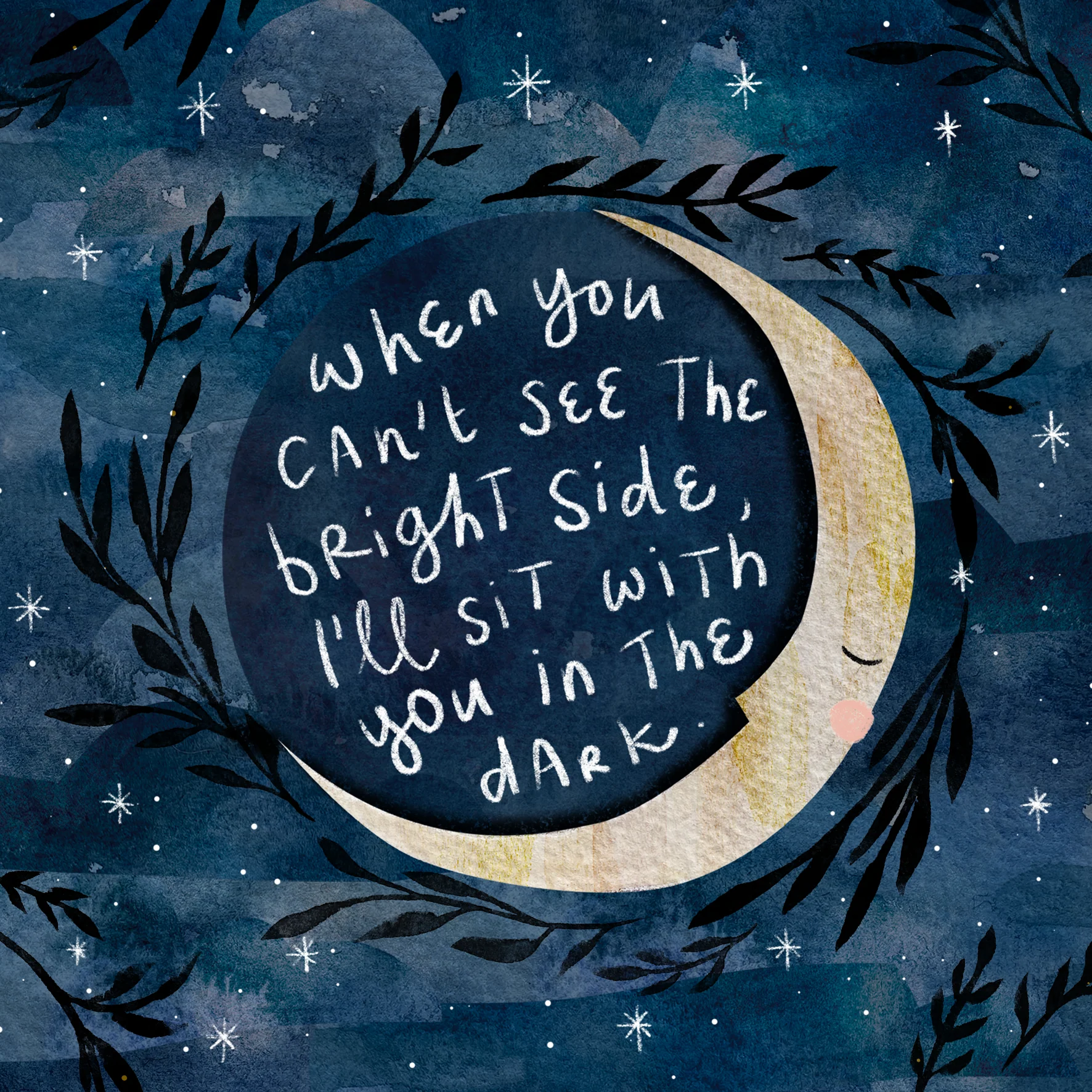 Personalised Thinking of You Card - INSPIRED Crescent Moon Design by Emma Hudson