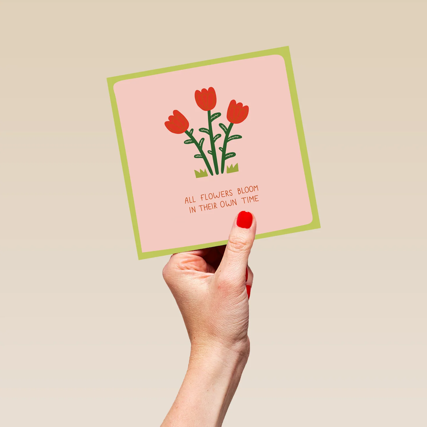 Personalised Thinking of You Card - INSPIRED Red Flowers Design by Aya Labib - Image 5