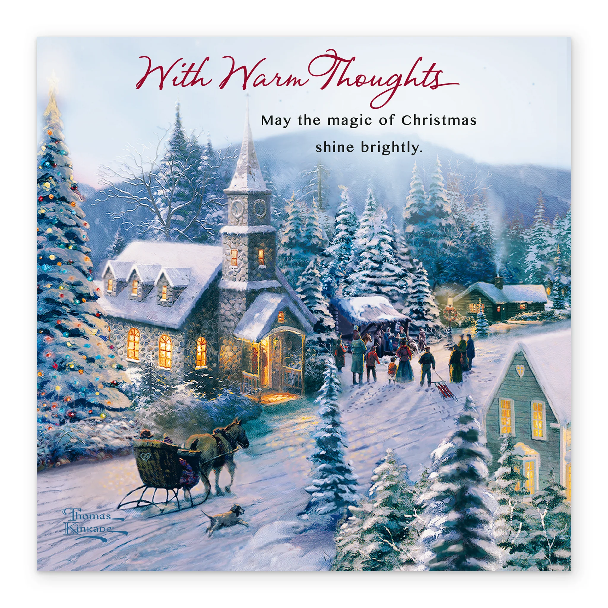 Personalised Thomas Kinkade Village Scene Christmas Card - Image 2
