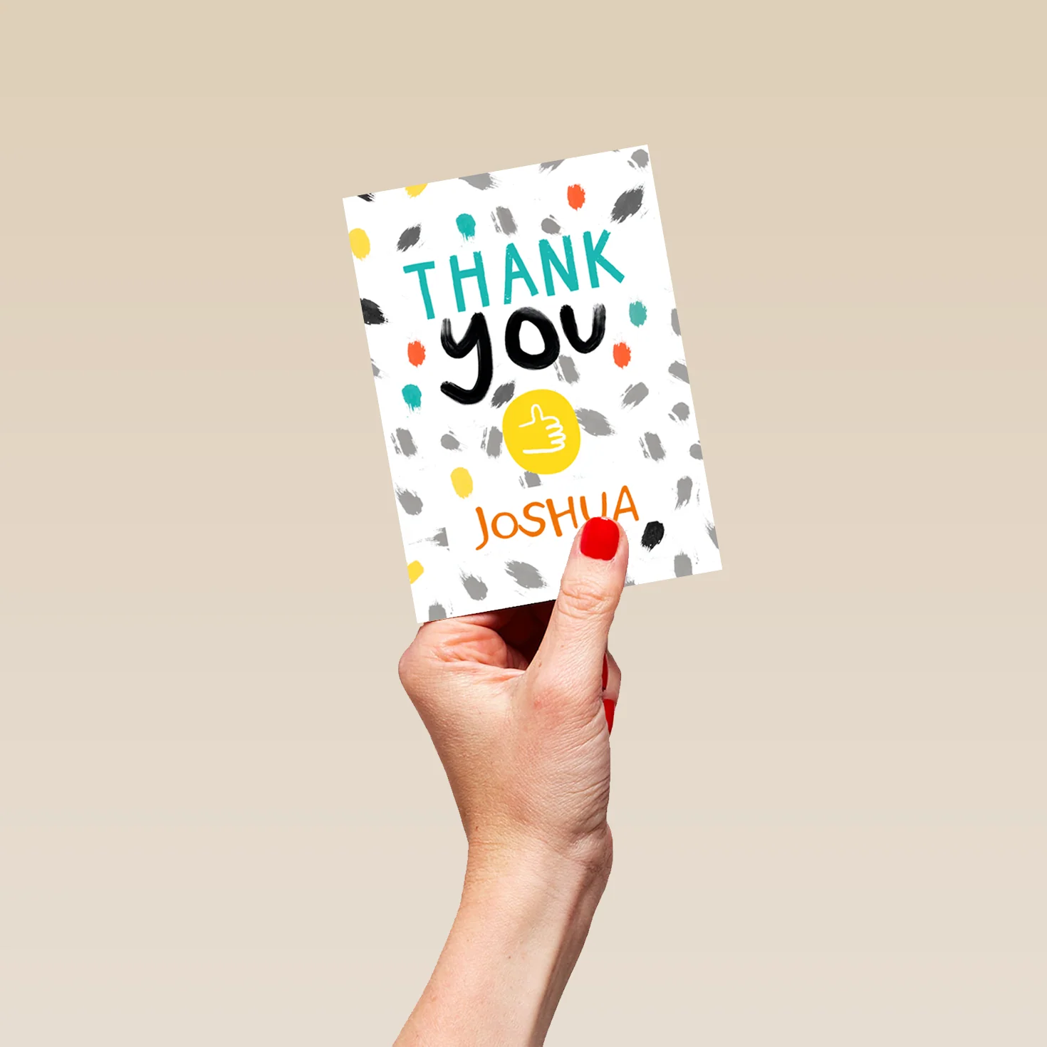 Personalised Thumbs Up Colourful Thank You Card - Image 4