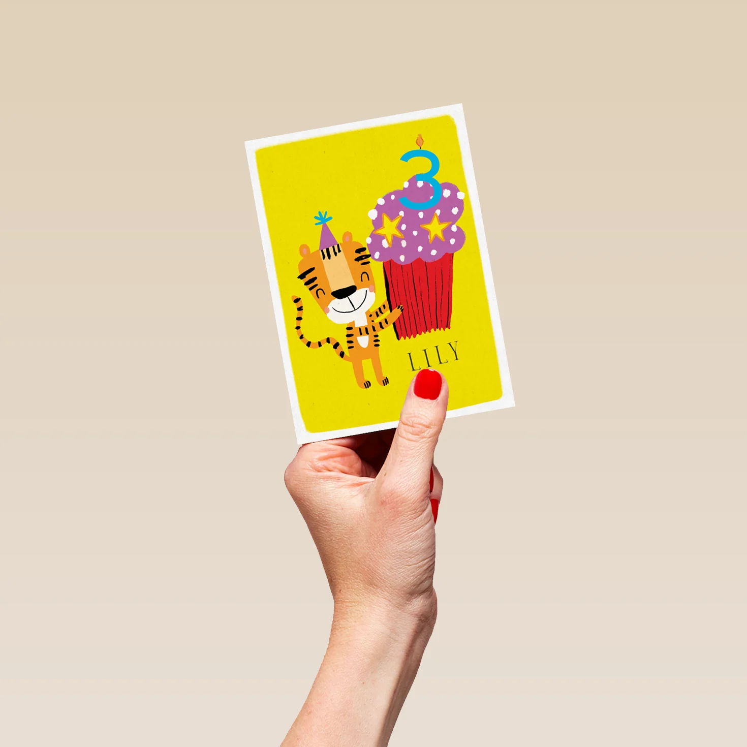 Personalised Tiger And Cupcake 3rd Birthday Card - Image 4