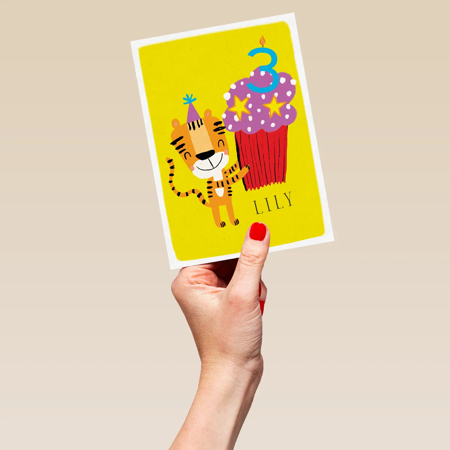 Personalised Tiger And Cupcake 3rd Birthday Card - Image 5