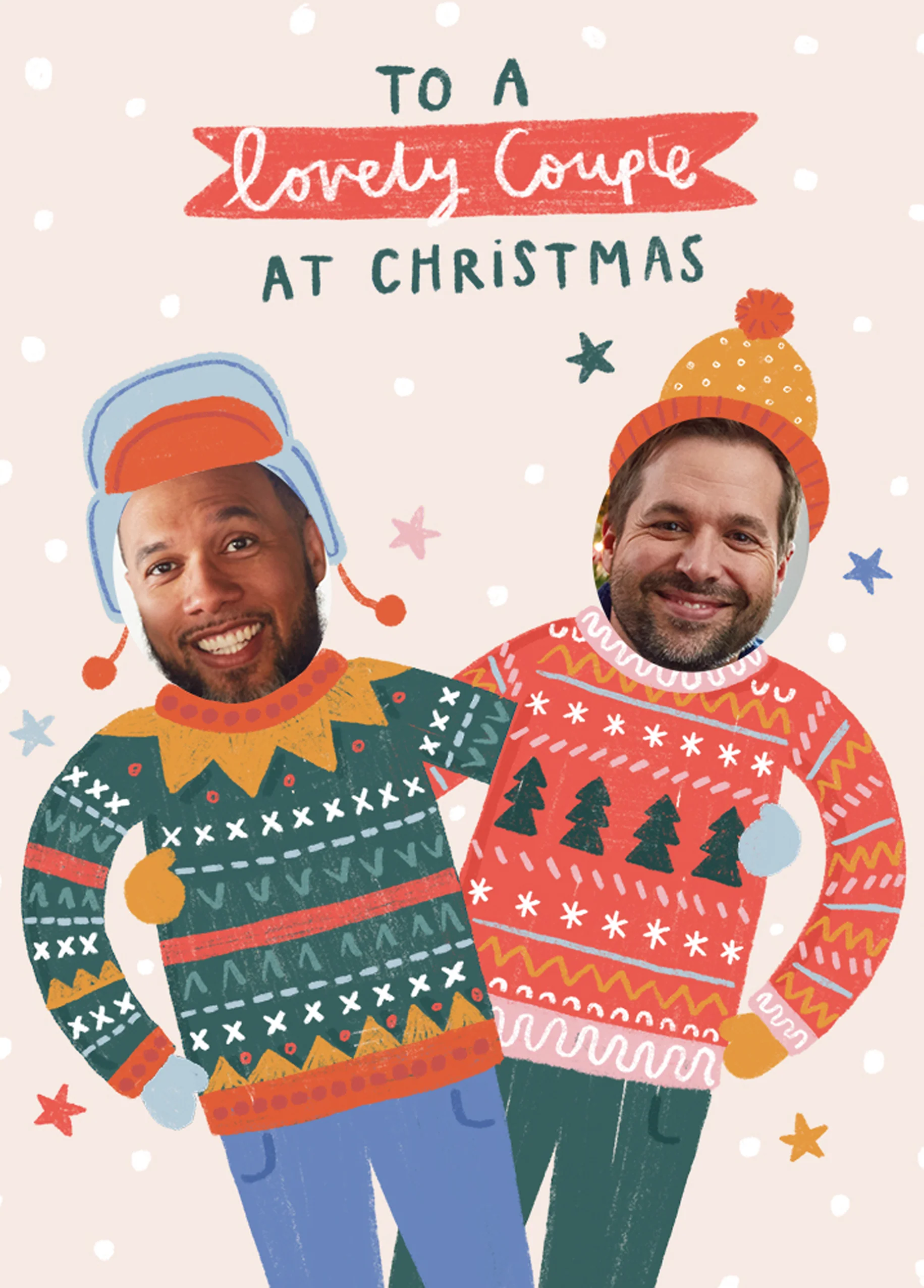 Personalised To A Lovely Couple Jumpers Funny Photo Christmas Card
