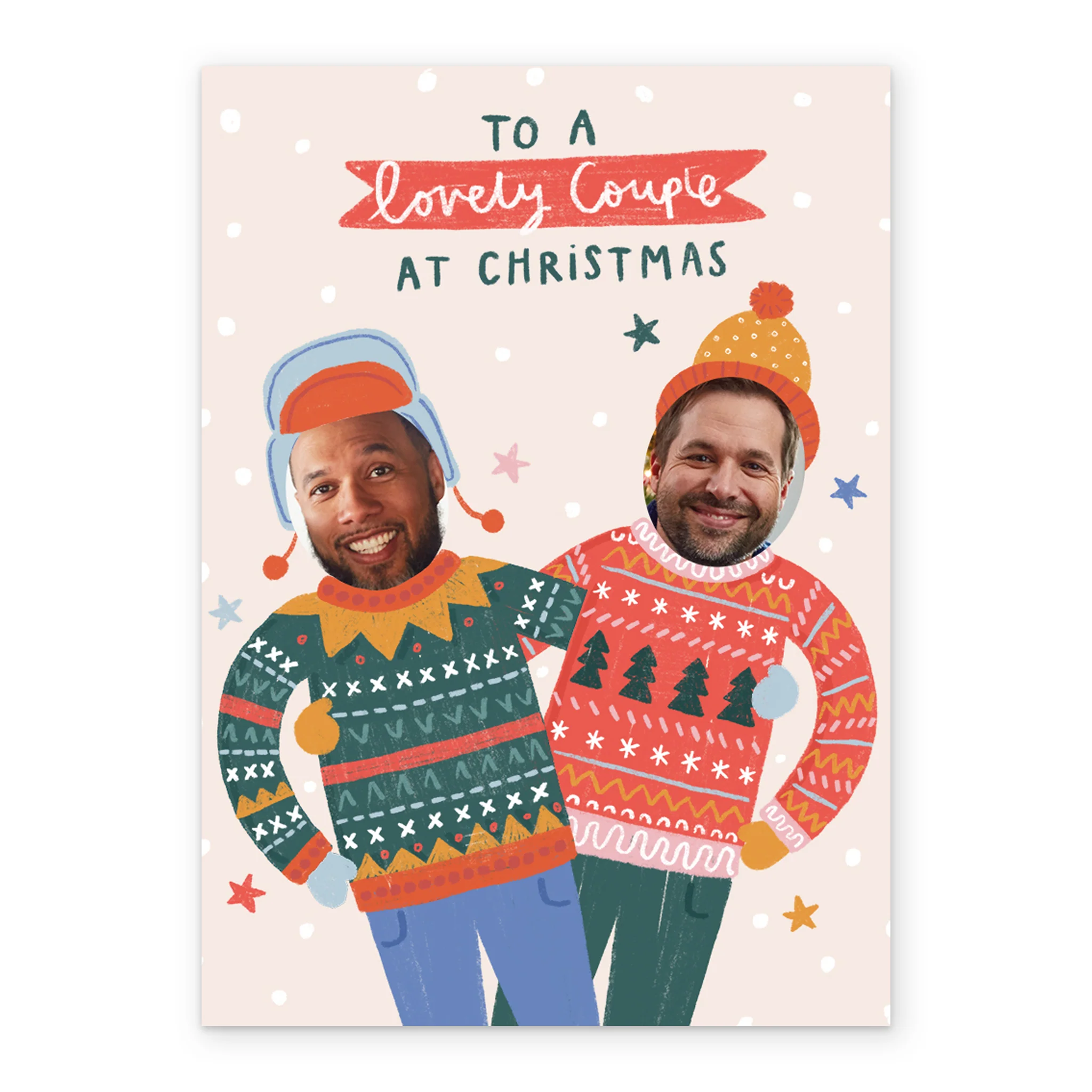 Personalised To A Lovely Couple Jumpers Funny Photo Christmas Card - Image 2