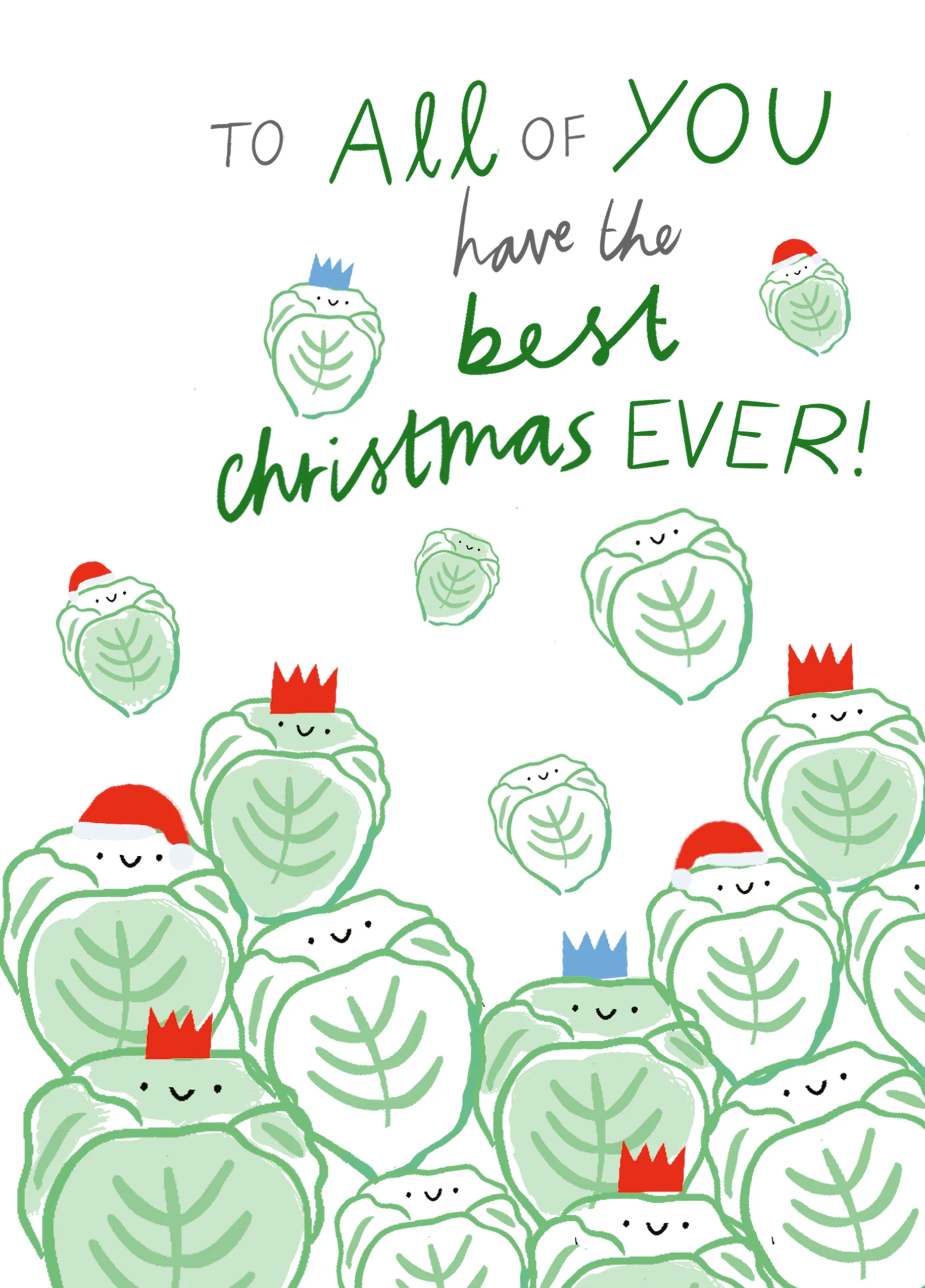 Personalised To All Of You Christmas Sprouts Party Hats Card