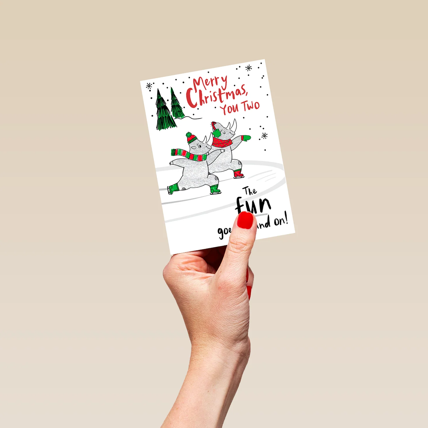 Personalised To Both Merry Ice Skating Christmas Card - Image 4