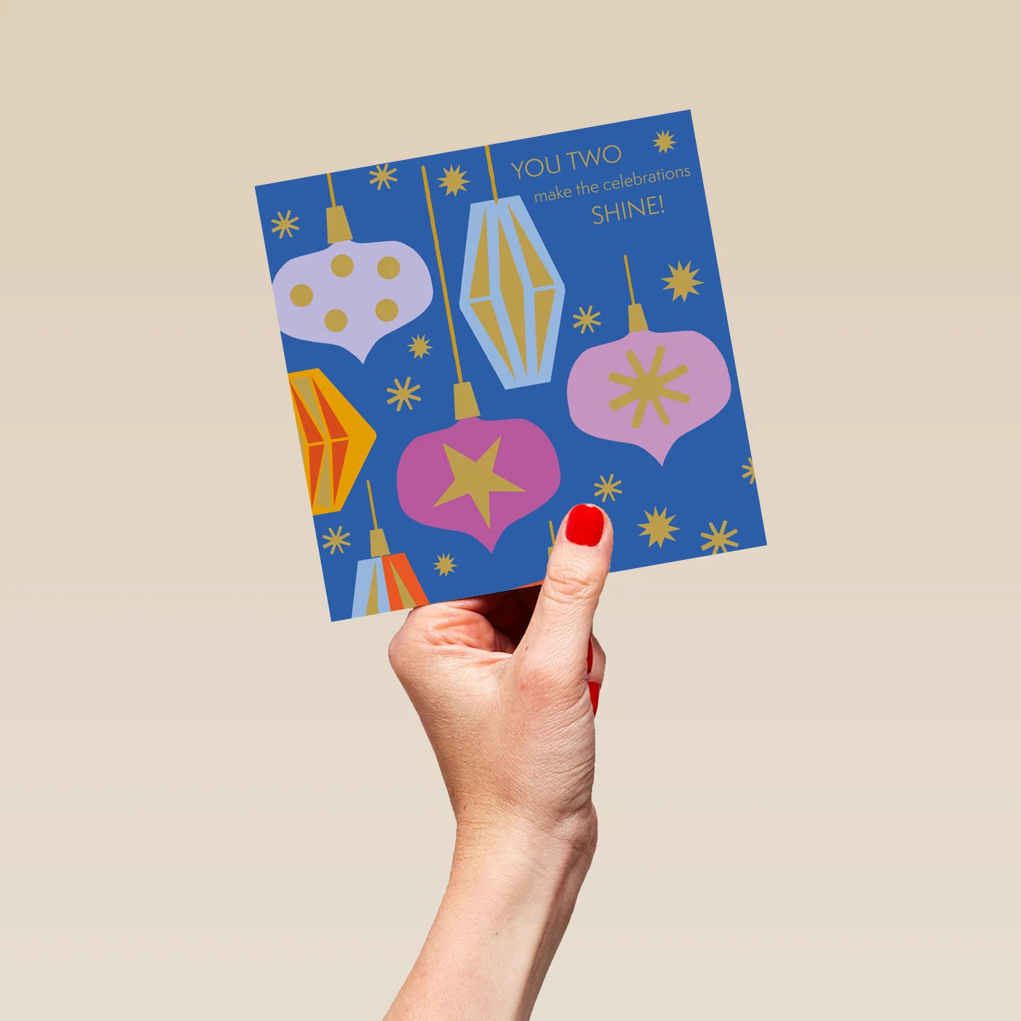 Personalised To Both Of You Baubles Christmas Card - Image 5