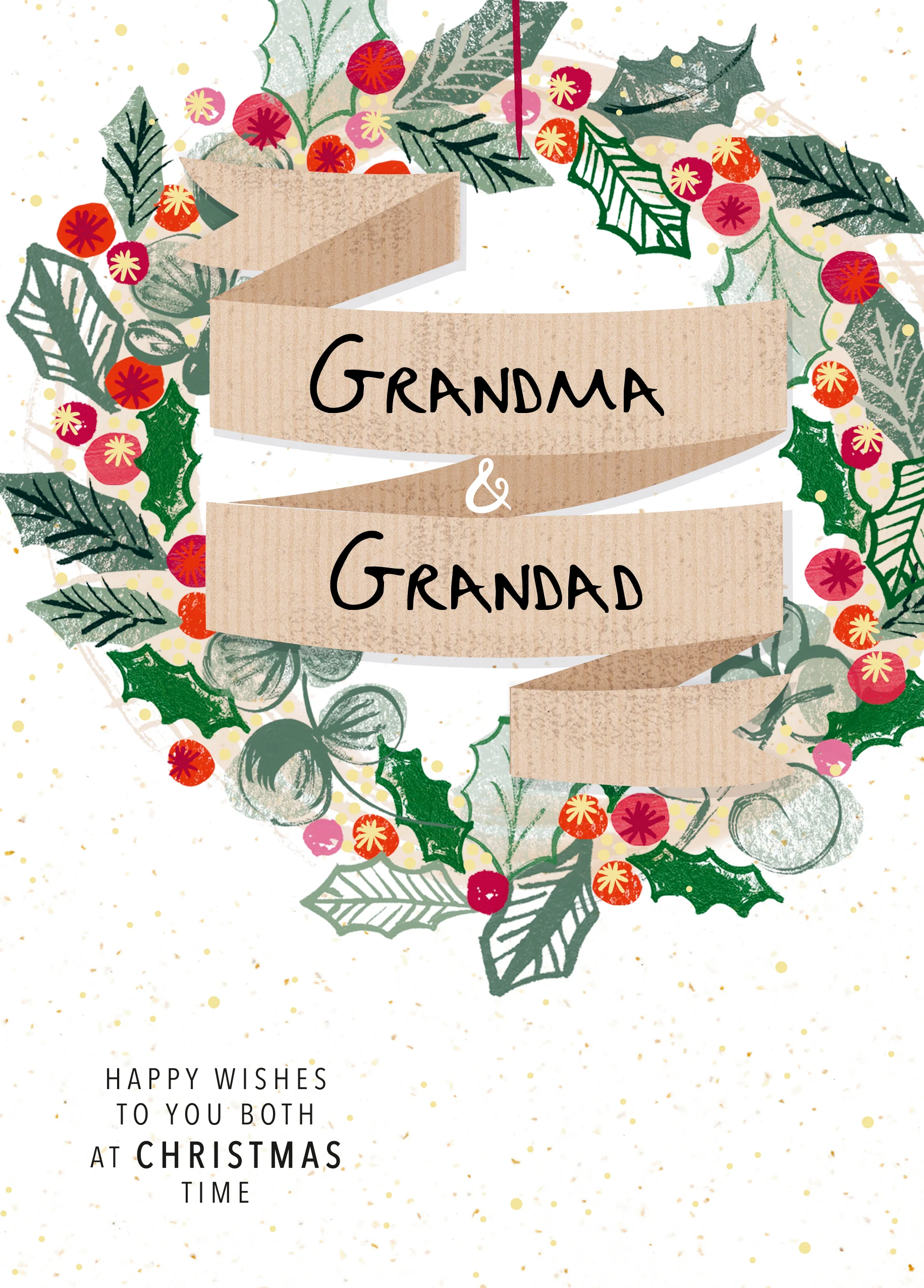 Personalised To Both Of You Holly Wreath Christmas Card