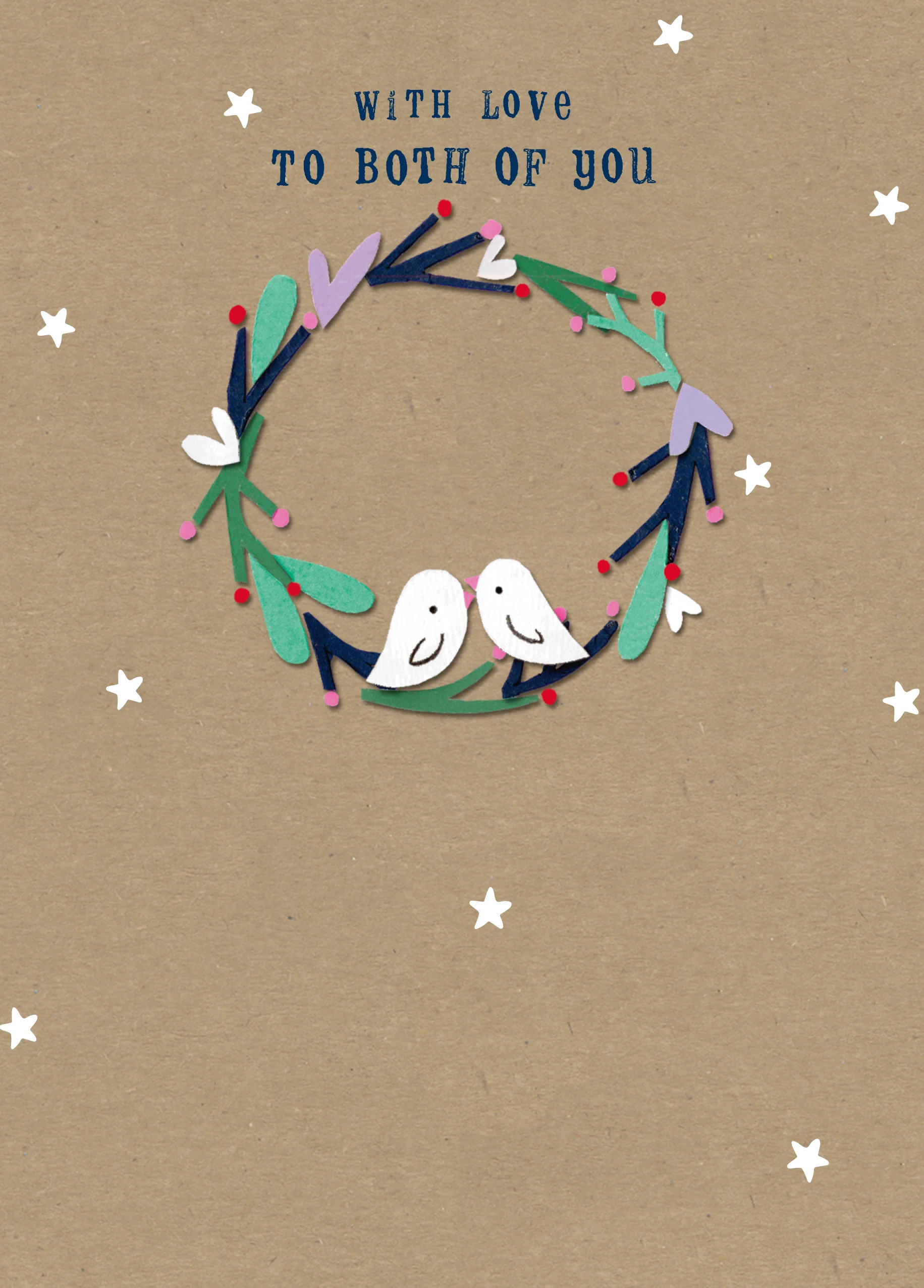 Personalised To Both Wreath Stars & Doves Christmas Card