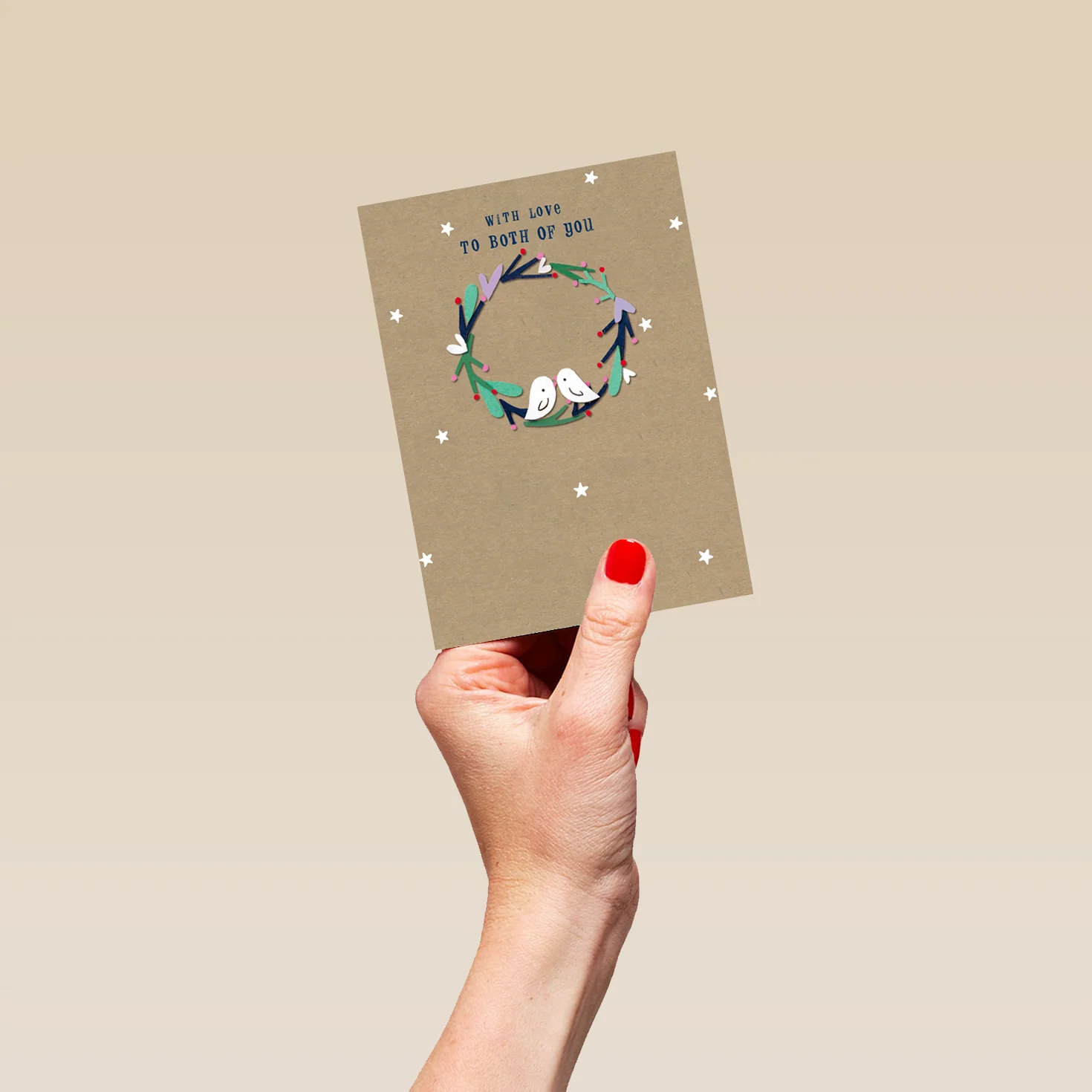 Personalised To Both Wreath Stars & Doves Christmas Card - Image 4