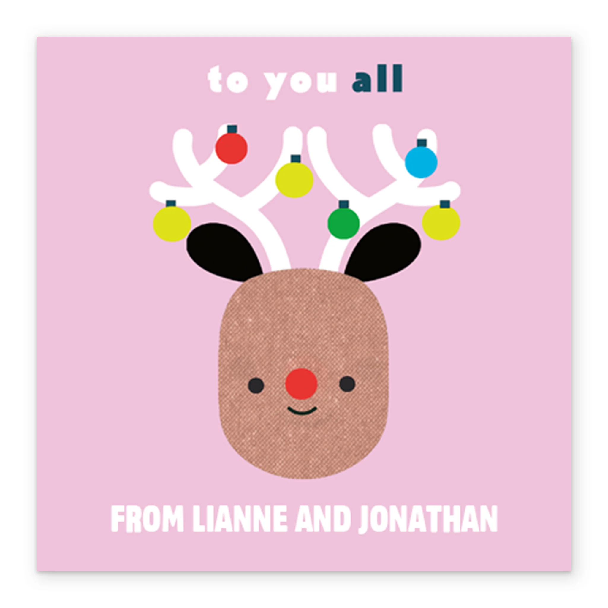 Personalised To You All Family Cute Reindeer Christmas Card - Image 2