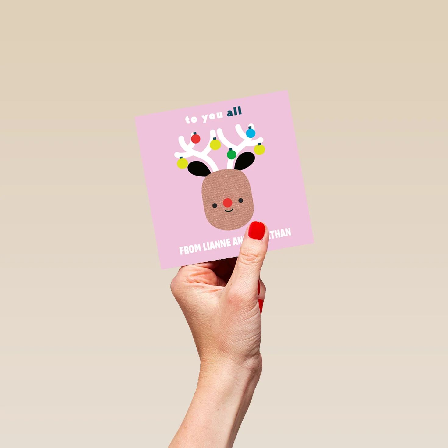 Personalised To You All Family Cute Reindeer Christmas Card - Image 4