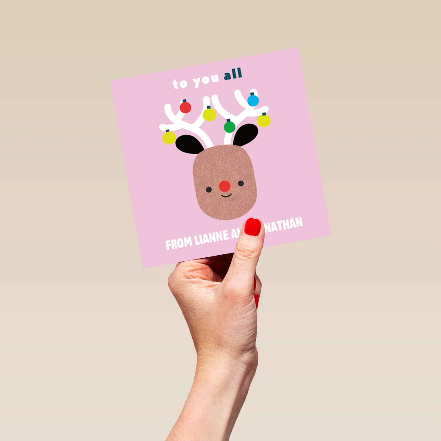 Personalised To You All Family Cute Reindeer Christmas Card - Image 5