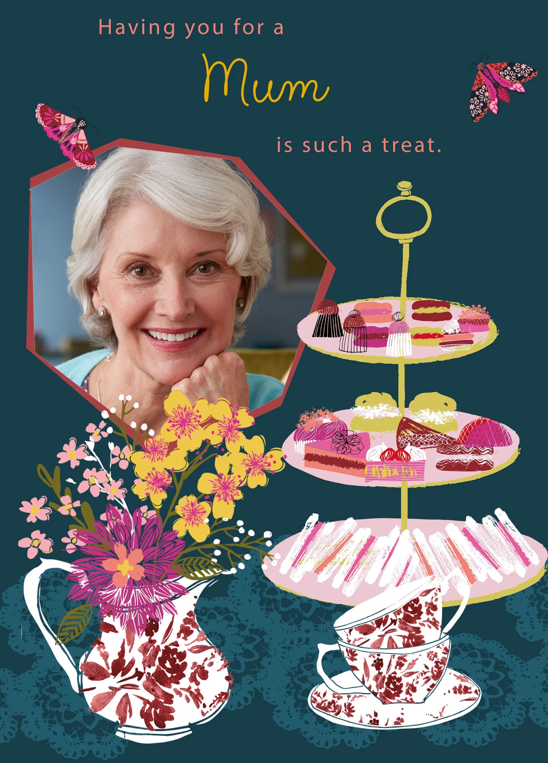 Personalised Traditional Afternoon Tea Mother's Day Photo Upload Card For Mum