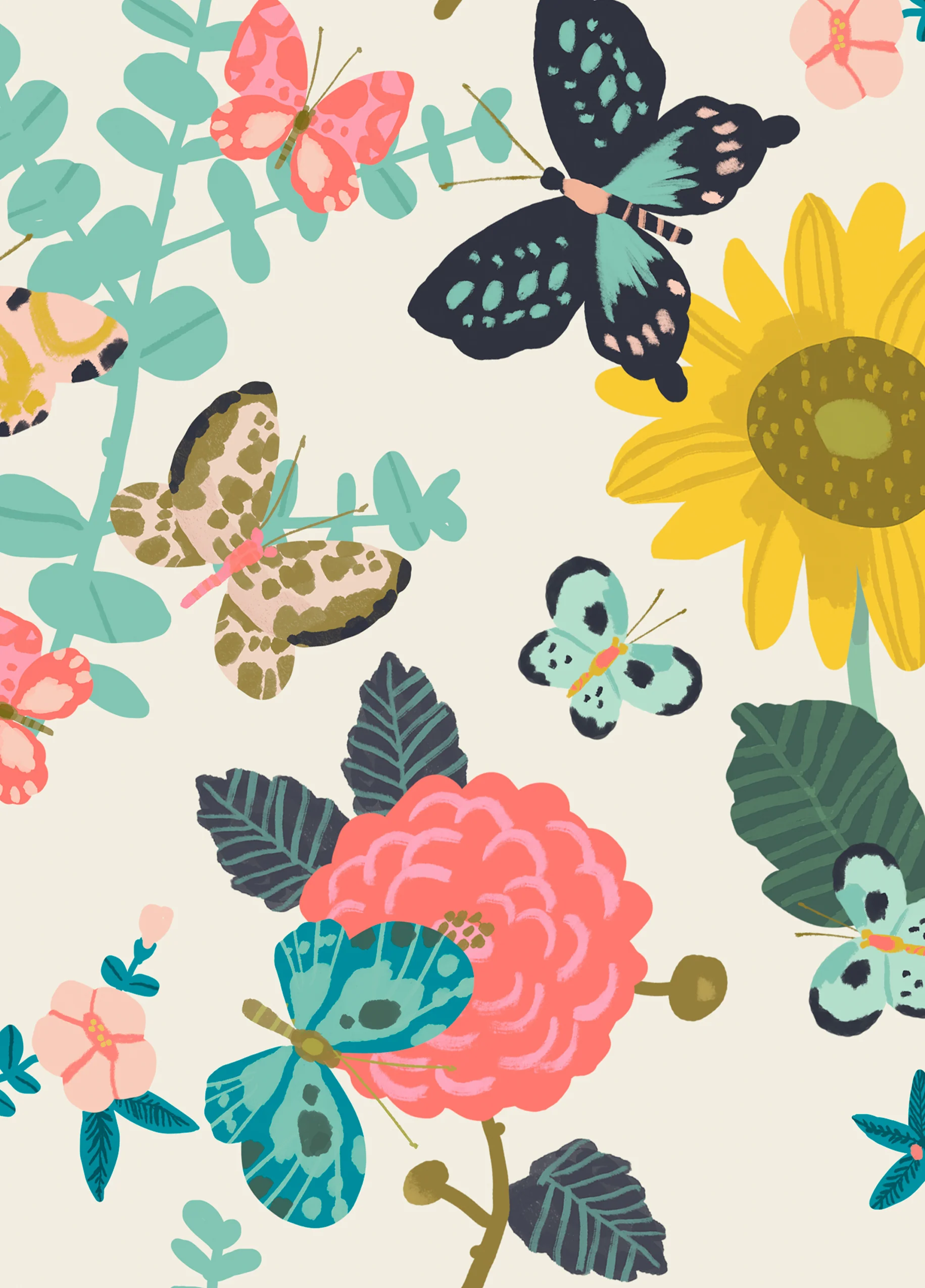 Personalised Traditional Butterfly Flowers Illustration Card