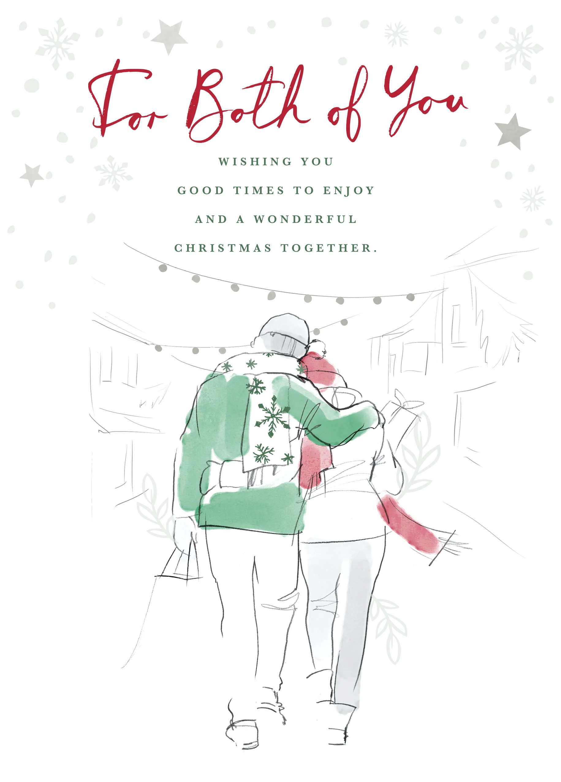 Personalised Traditional Christmas Illustrated Couple To Both Card