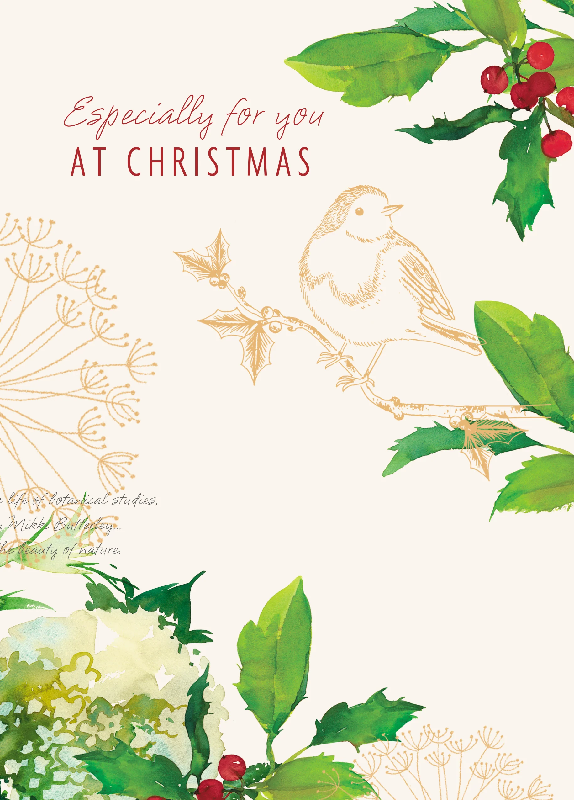 Personalised Traditional Christmas Illustrated Festive Florals Card