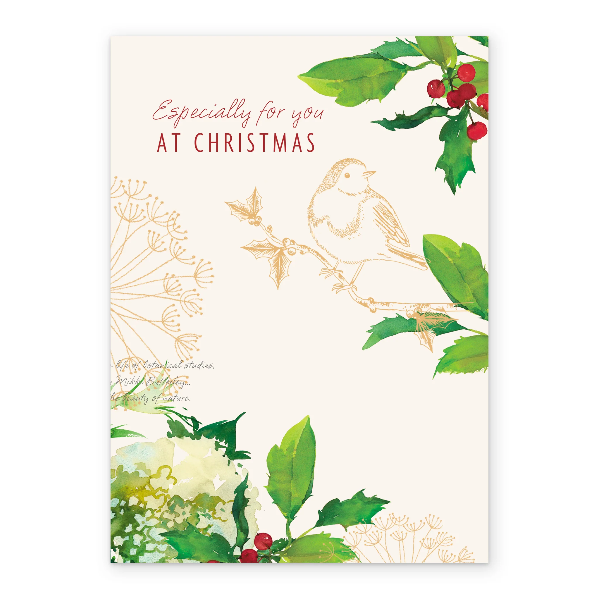 Personalised Traditional Christmas Illustrated Festive Florals Card - Image 2