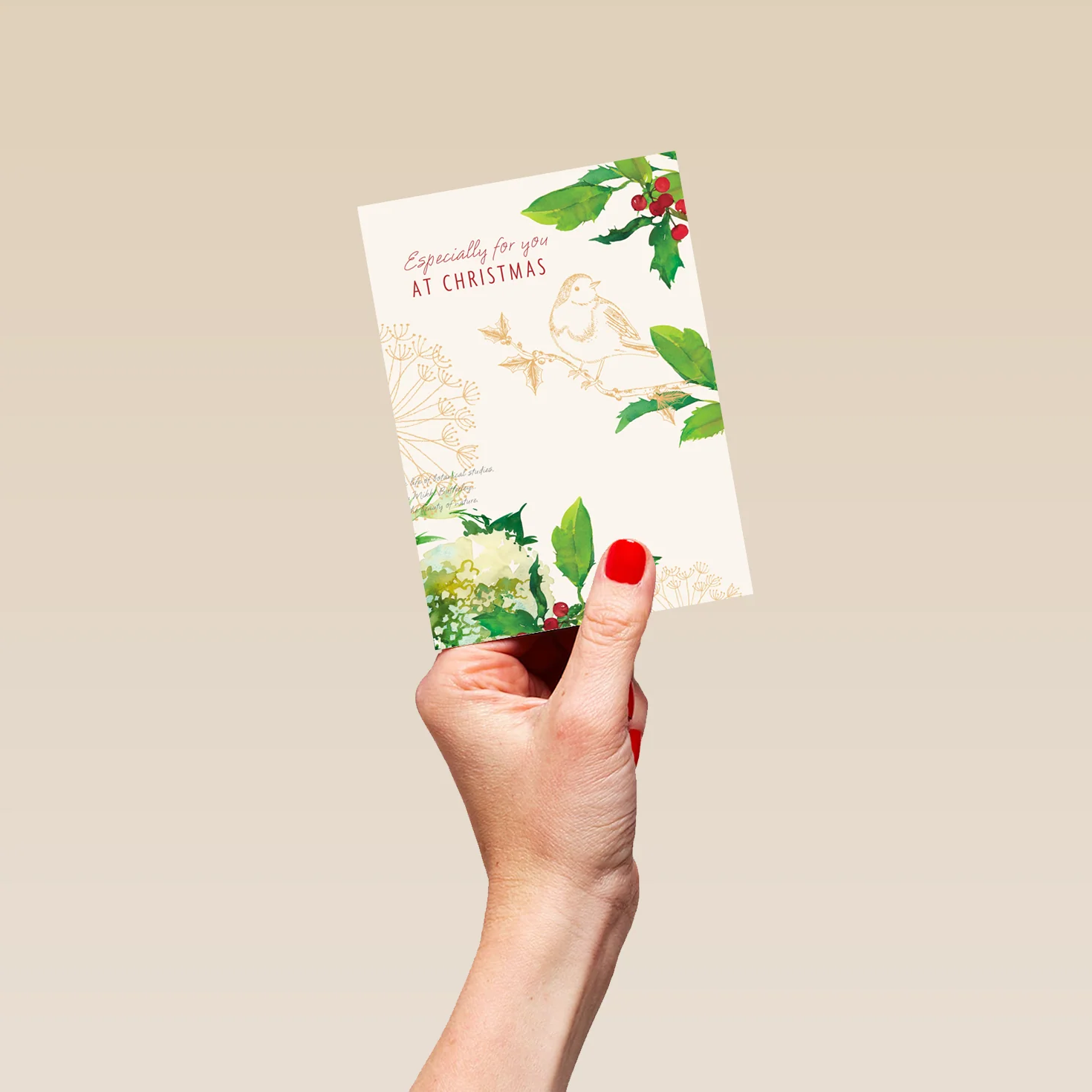 Personalised Traditional Christmas Illustrated Festive Florals Card - Image 4
