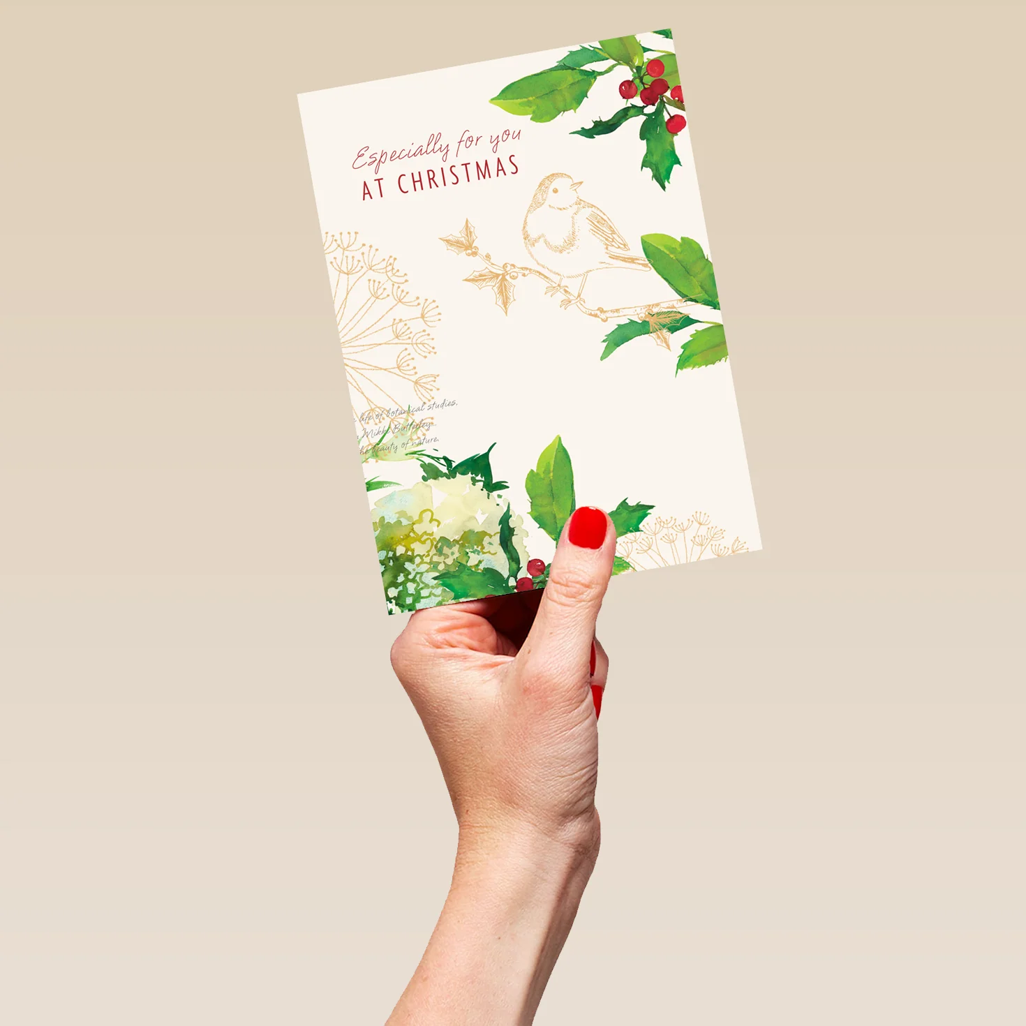 Personalised Traditional Christmas Illustrated Festive Florals Card - Image 5