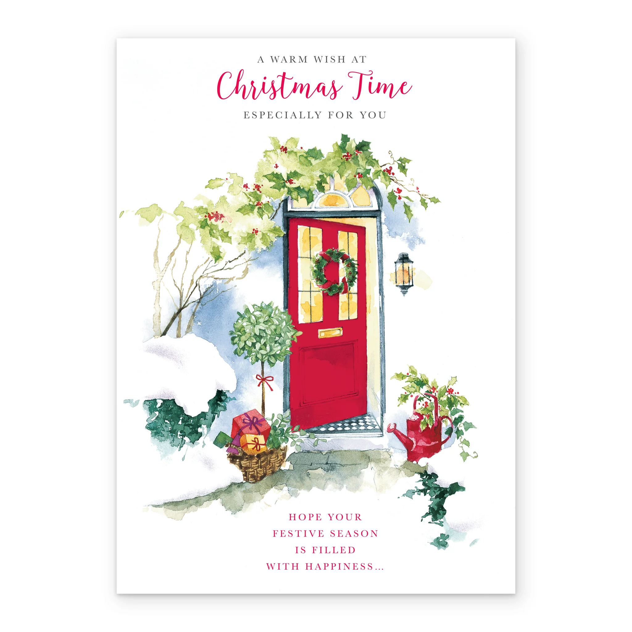 Personalised Traditional Christmas Red Front Door Festive Card - Image 2