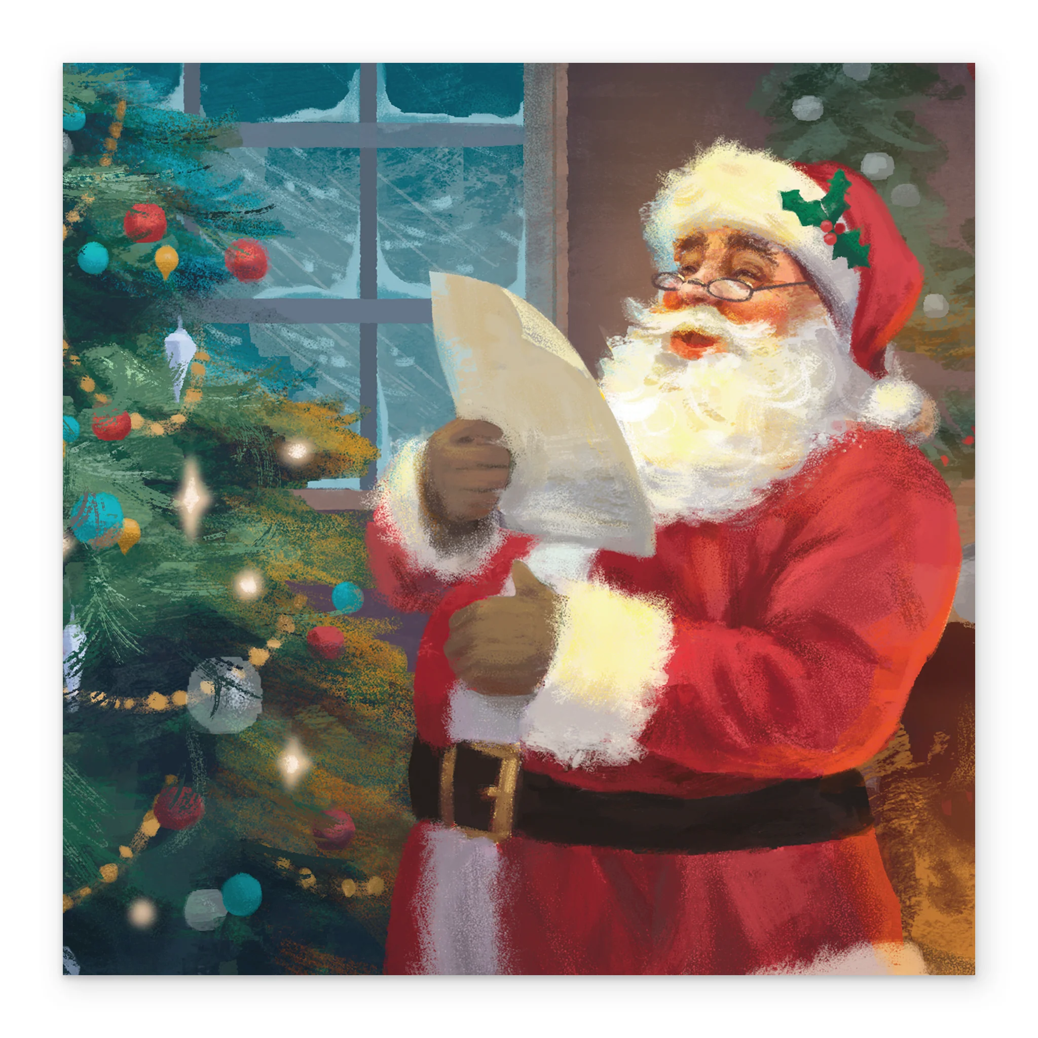 Personalised Traditional Christmas Santa & Tree Letter Card - Image 2