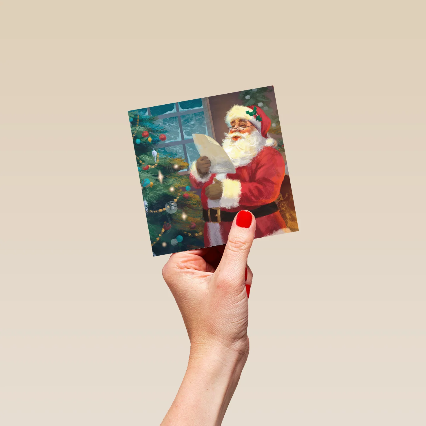 Personalised Traditional Christmas Santa & Tree Letter Card - Image 4