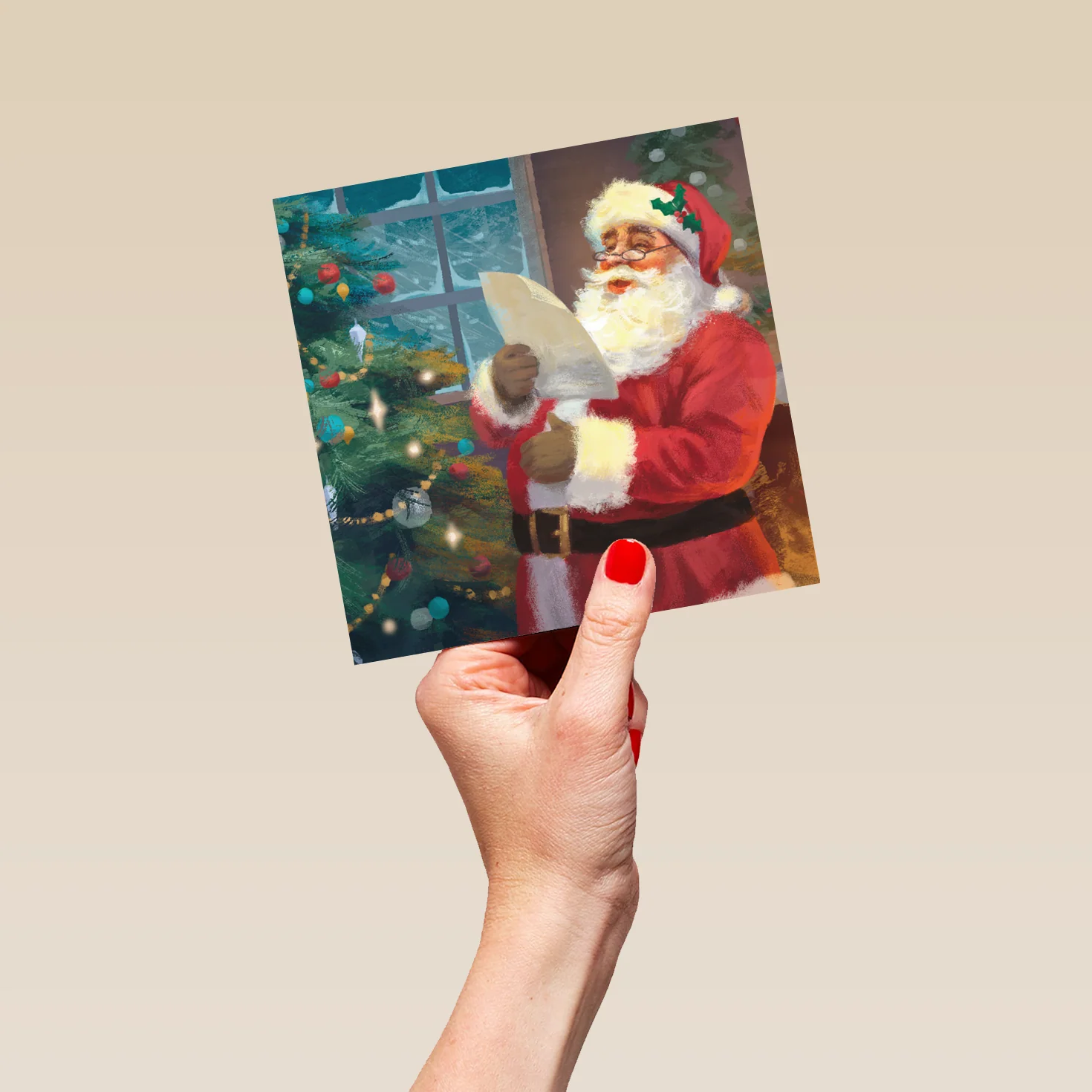 Personalised Traditional Christmas Santa & Tree Letter Card - Image 5