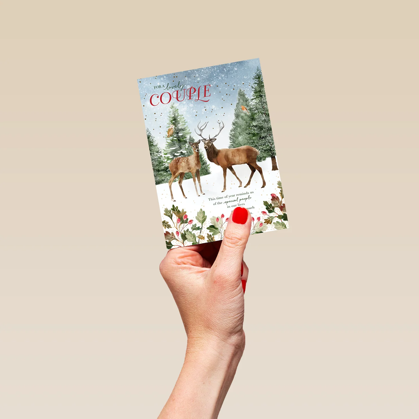 Personalised Traditional Christmas Special Couple Deer Card - Image 4